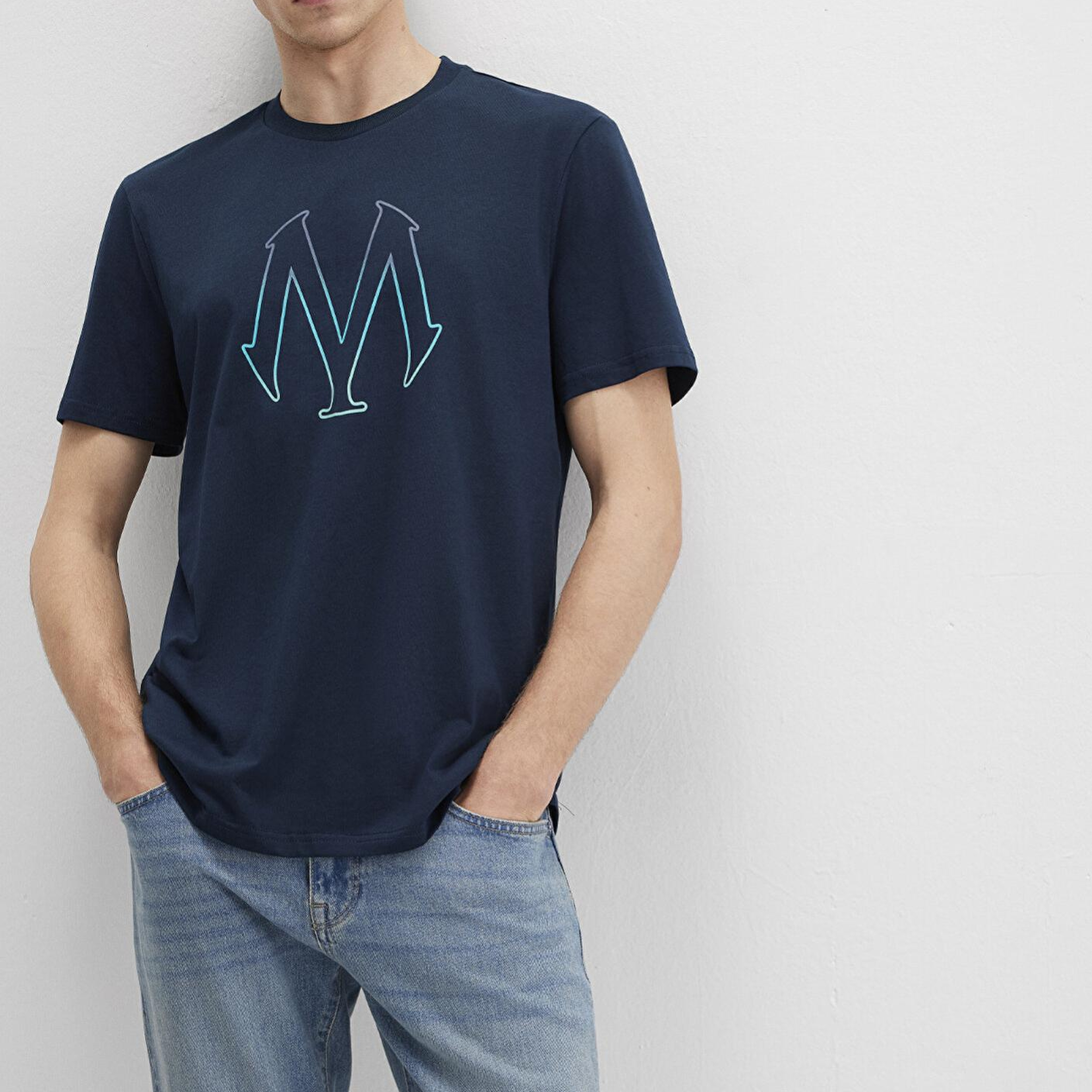 Mavi Mavi Logo Baskılı Lacivert Tişört Regular Fit / Normal Kesim 0610635-70490