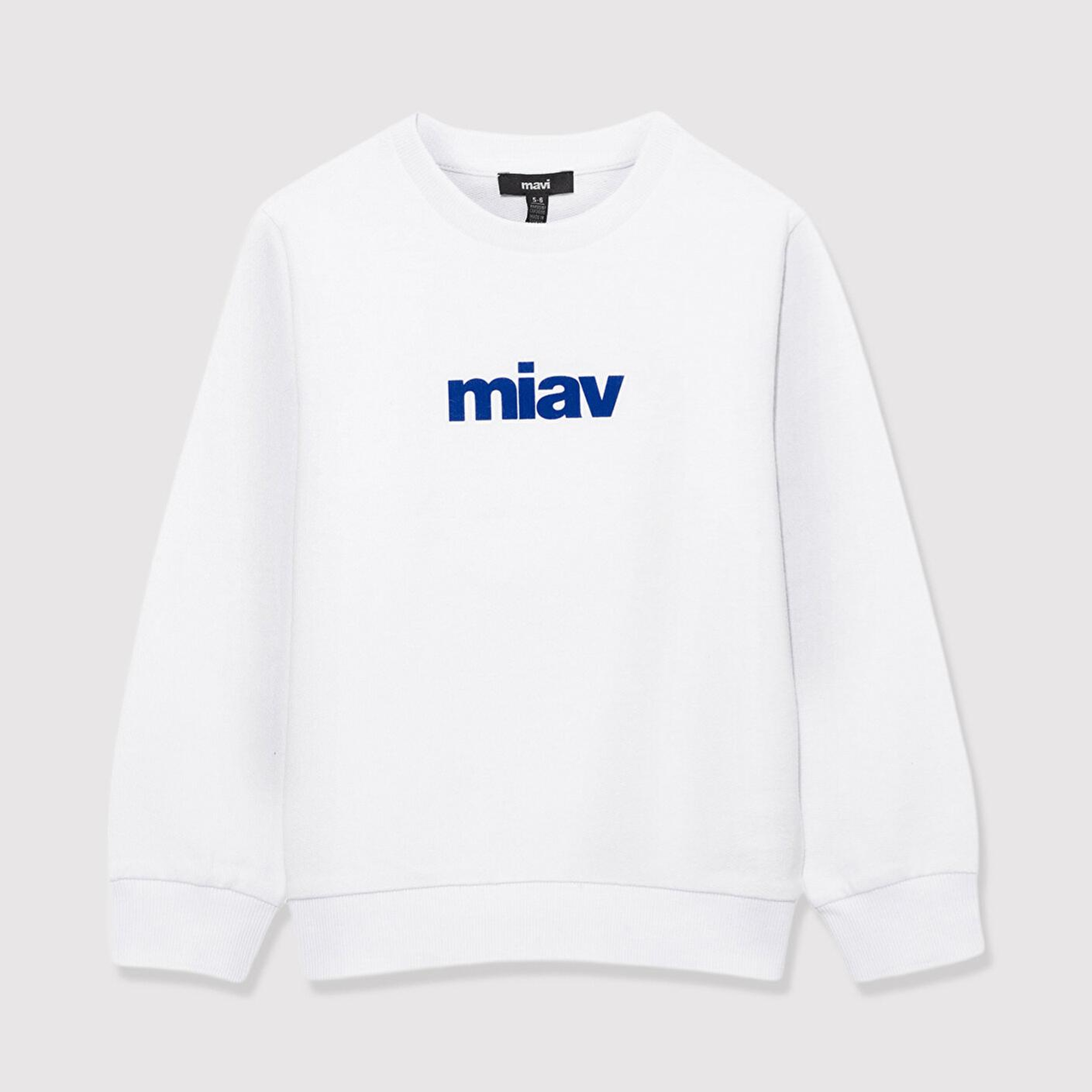 Mavi Miav Baskılı Beyaz Çocuk Sweatshirt 6610031-620