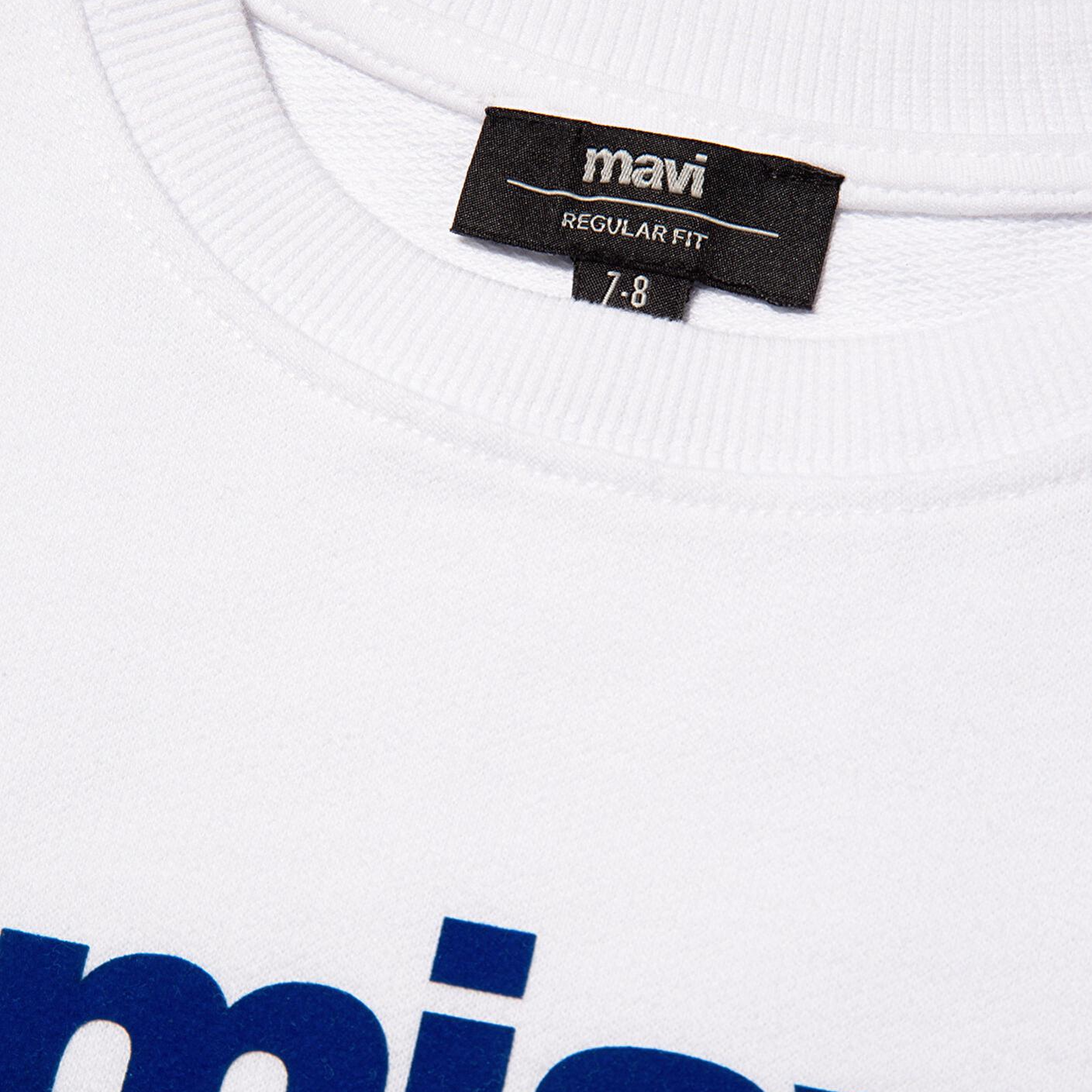 Mavi Miav Baskılı Beyaz Çocuk Sweatshirt 6610031-620