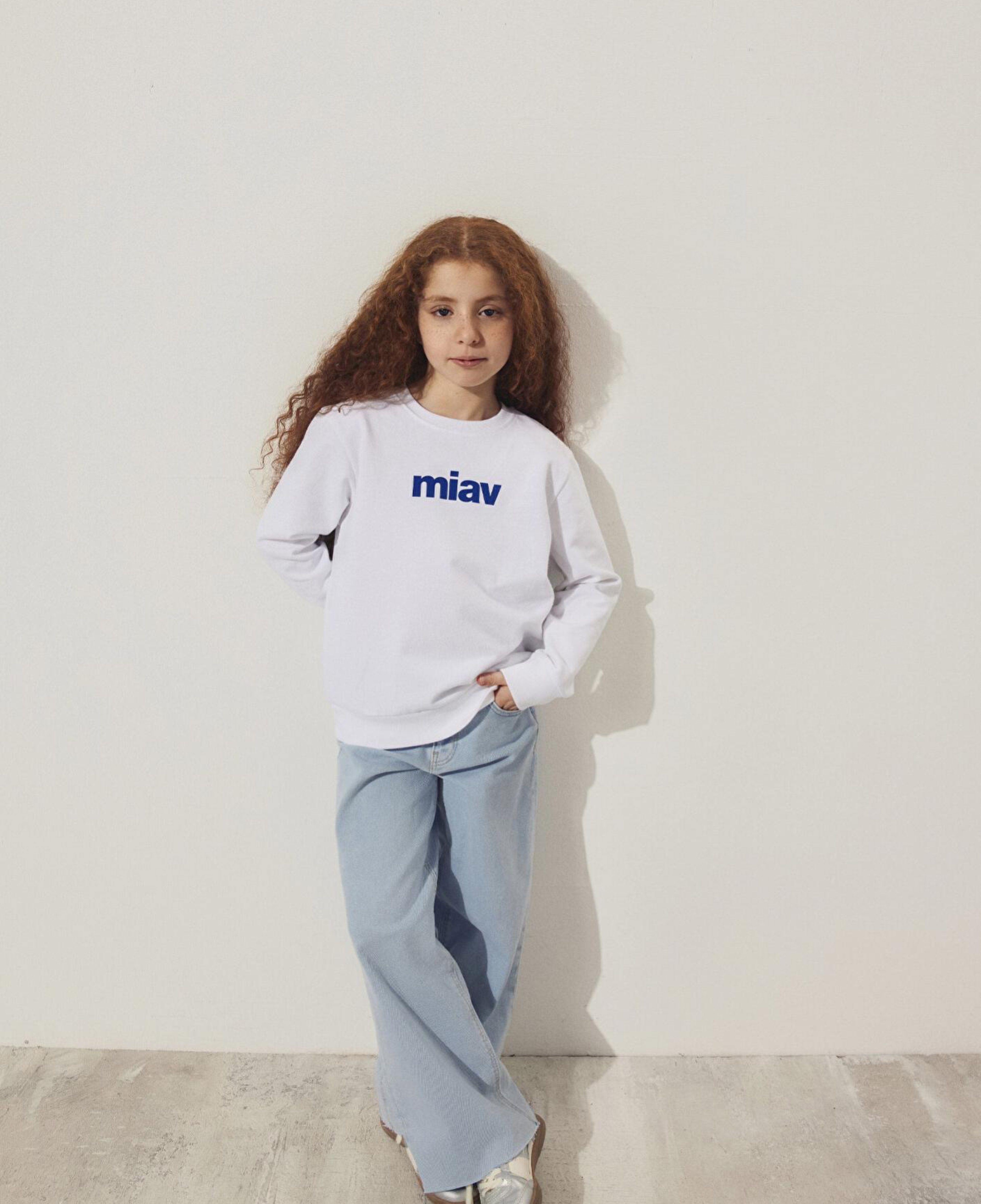 Mavi Miav Baskılı Beyaz Çocuk Sweatshirt 6610031-620