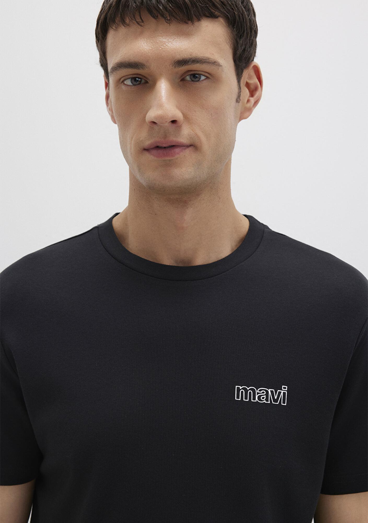 Mavi Mavi Logo Baskılı Siyah İnterlok Tişört Slim Fit / Dar Kesim 0610360-900