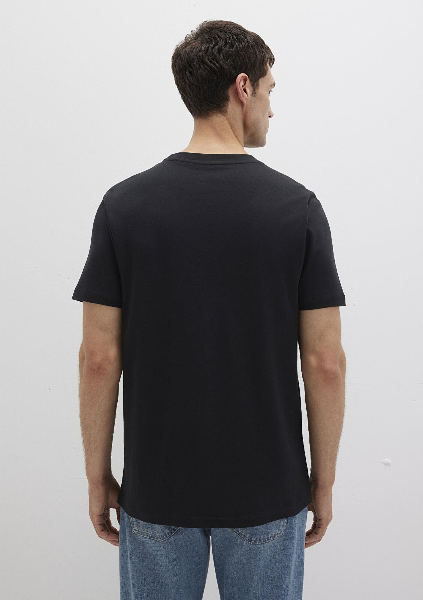 Mavi Mavi Logo Baskılı Siyah İnterlok Tişört Slim Fit / Dar Kesim 0610360-900