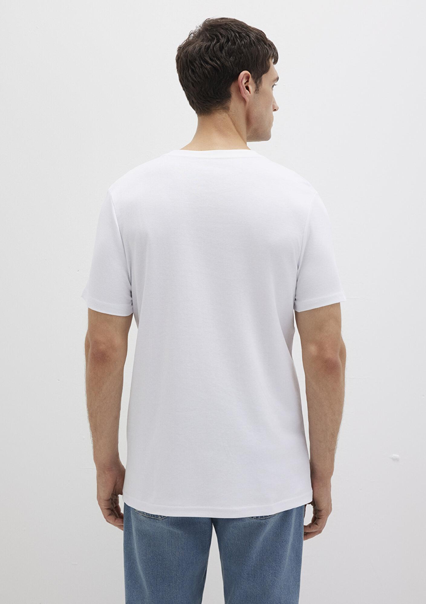 Mavi Mavi Logo Baskılı Beyaz İnterlok Tişört Slim Fit / Dar Kesim 0610360-620