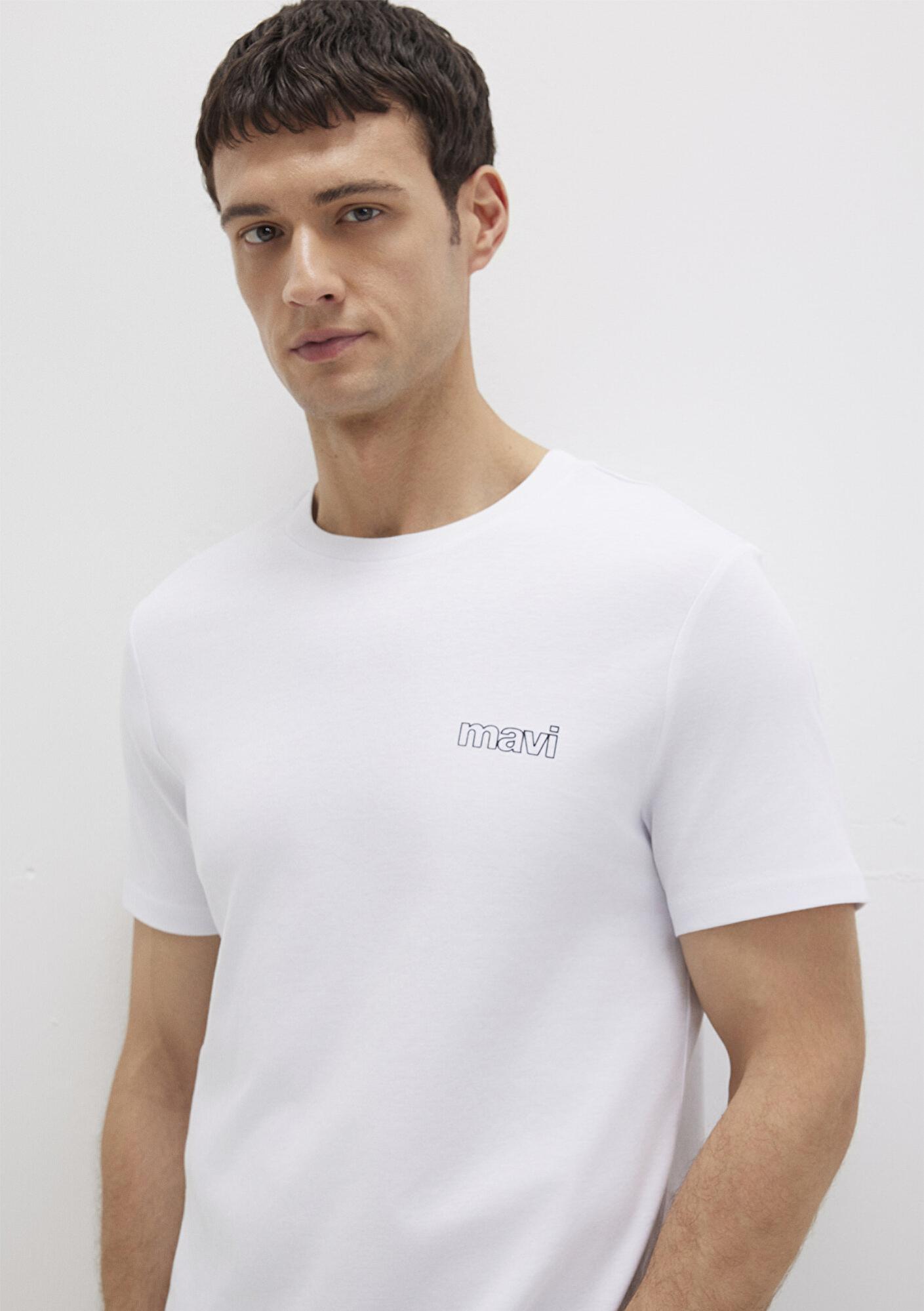 Mavi Mavi Logo Baskılı Beyaz İnterlok Tişört Slim Fit / Dar Kesim 0610360-620