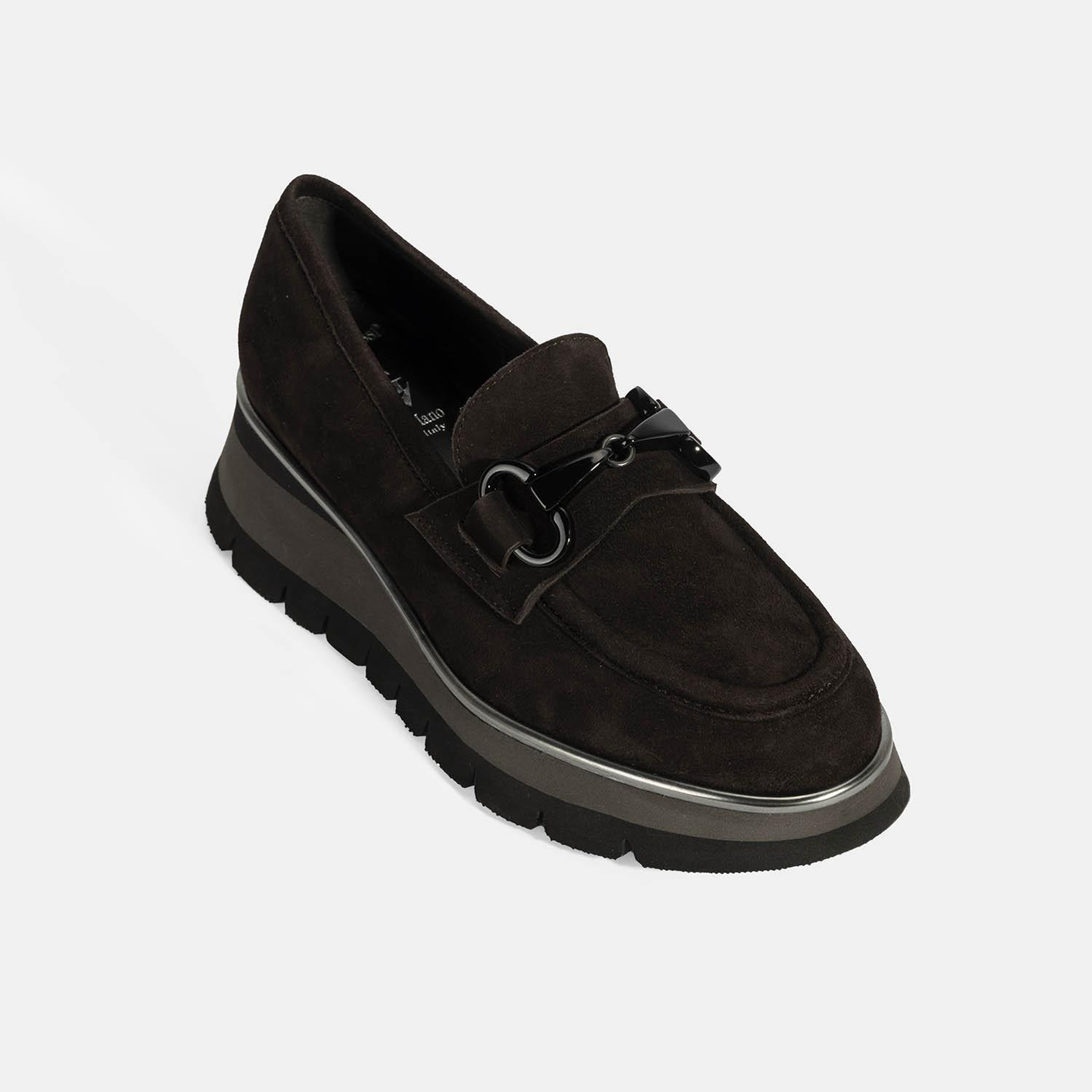 Luca Grossi Kadın Kahve Toka Detaylı Dolgu Topuklu Süet Loafer