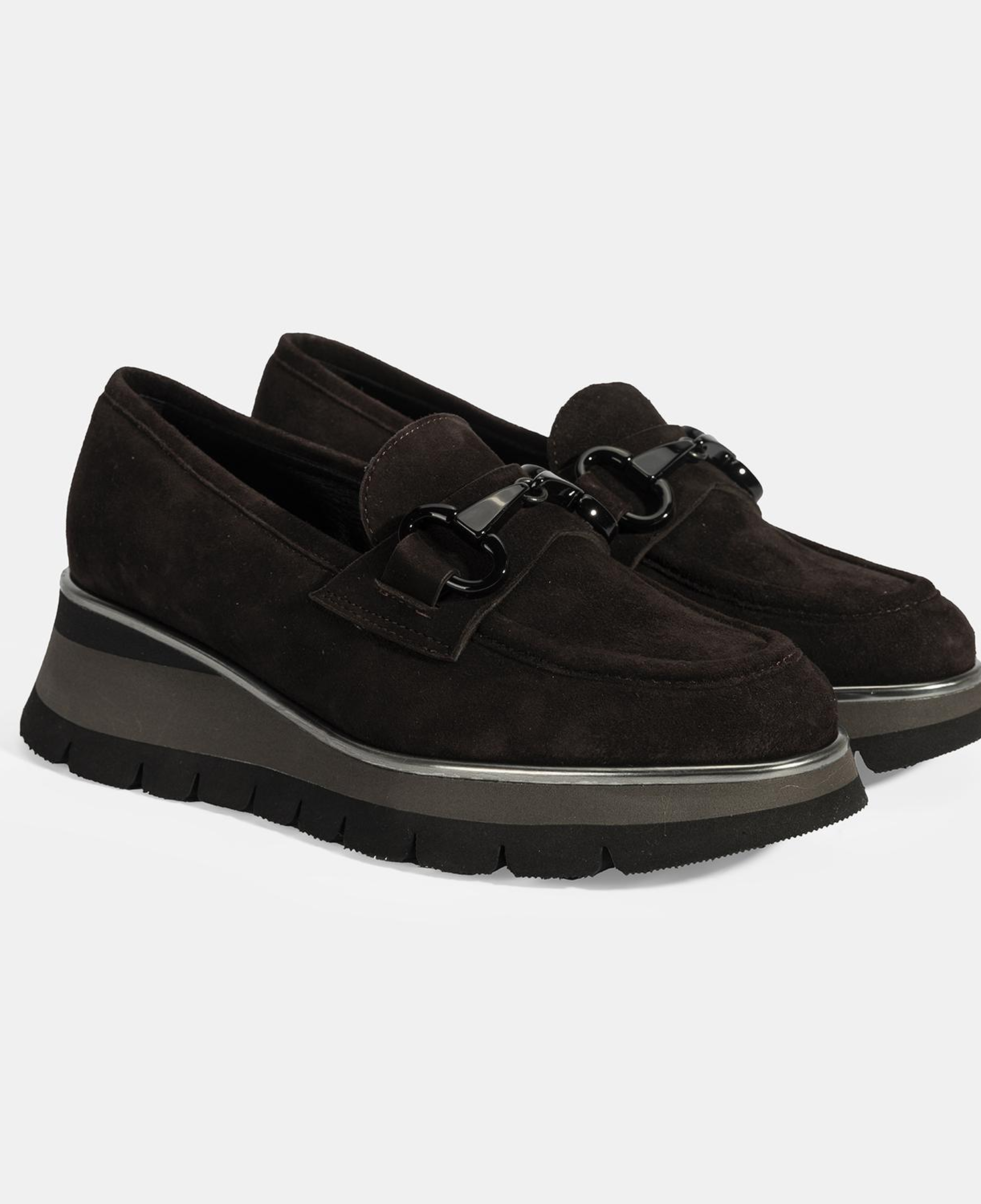 Luca Grossi Kadın Kahve Toka Detaylı Dolgu Topuklu Süet Loafer