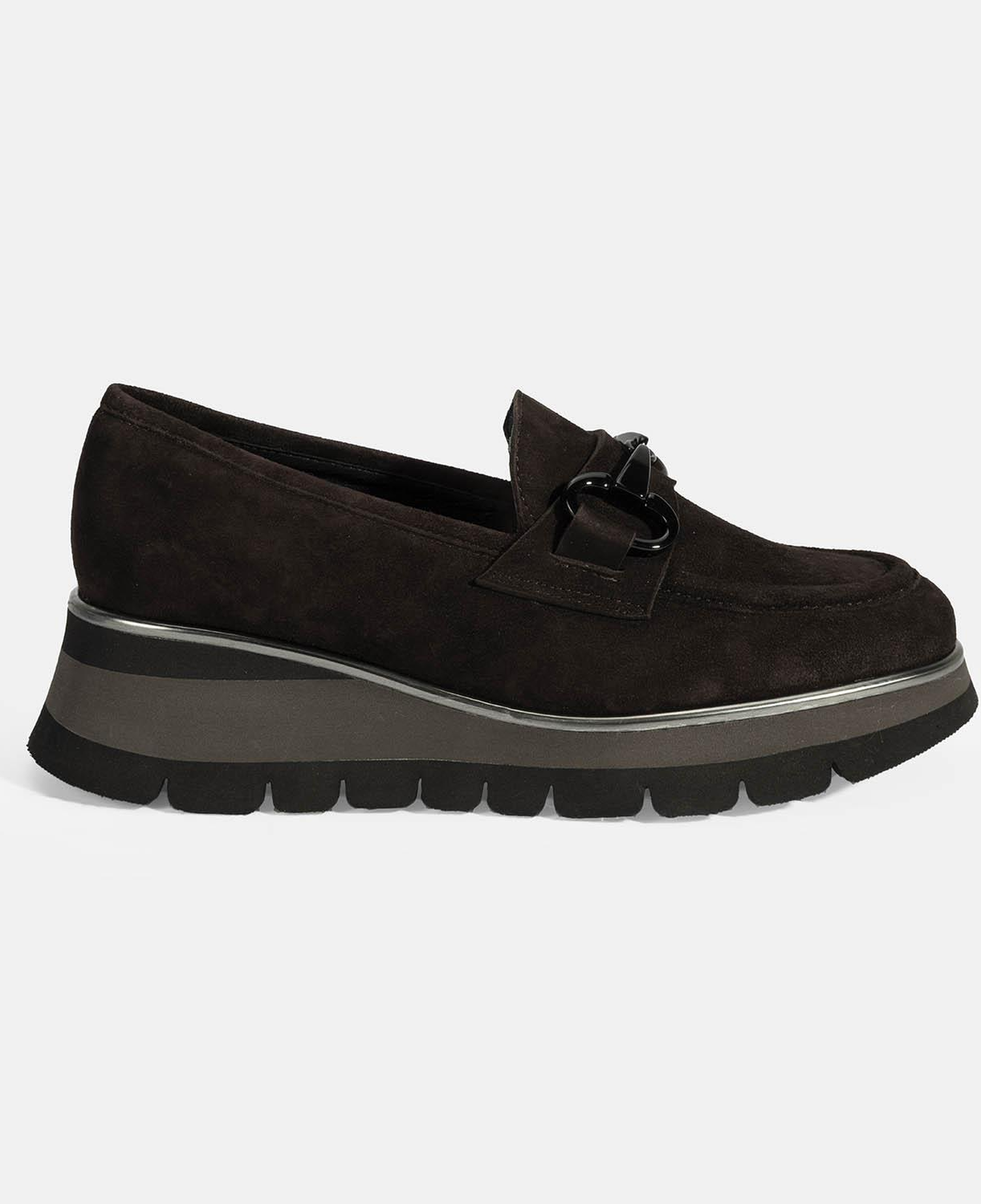 Luca Grossi Kadın Kahve Toka Detaylı Dolgu Topuklu Süet Loafer