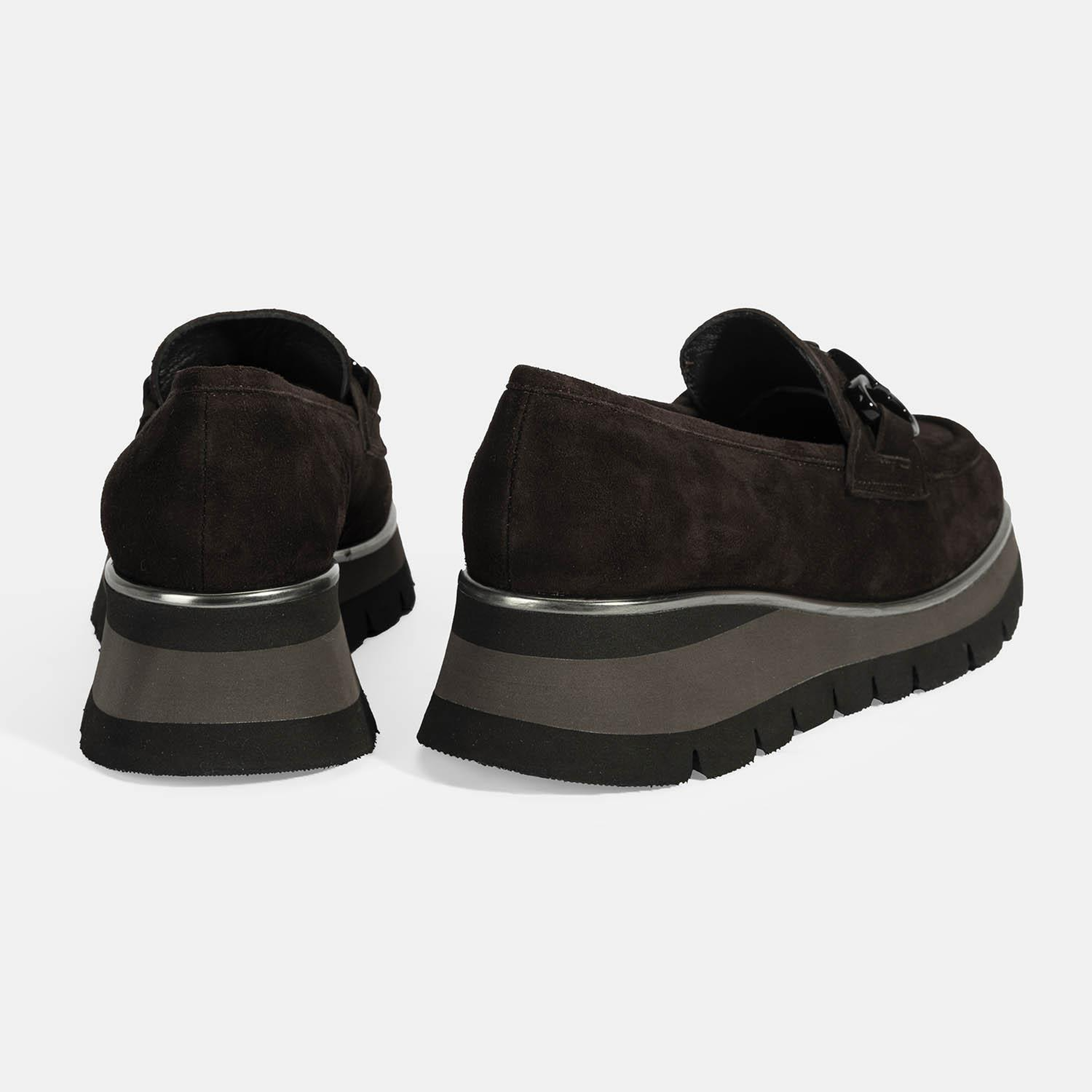 Luca Grossi Kadın Kahve Toka Detaylı Dolgu Topuklu Süet Loafer