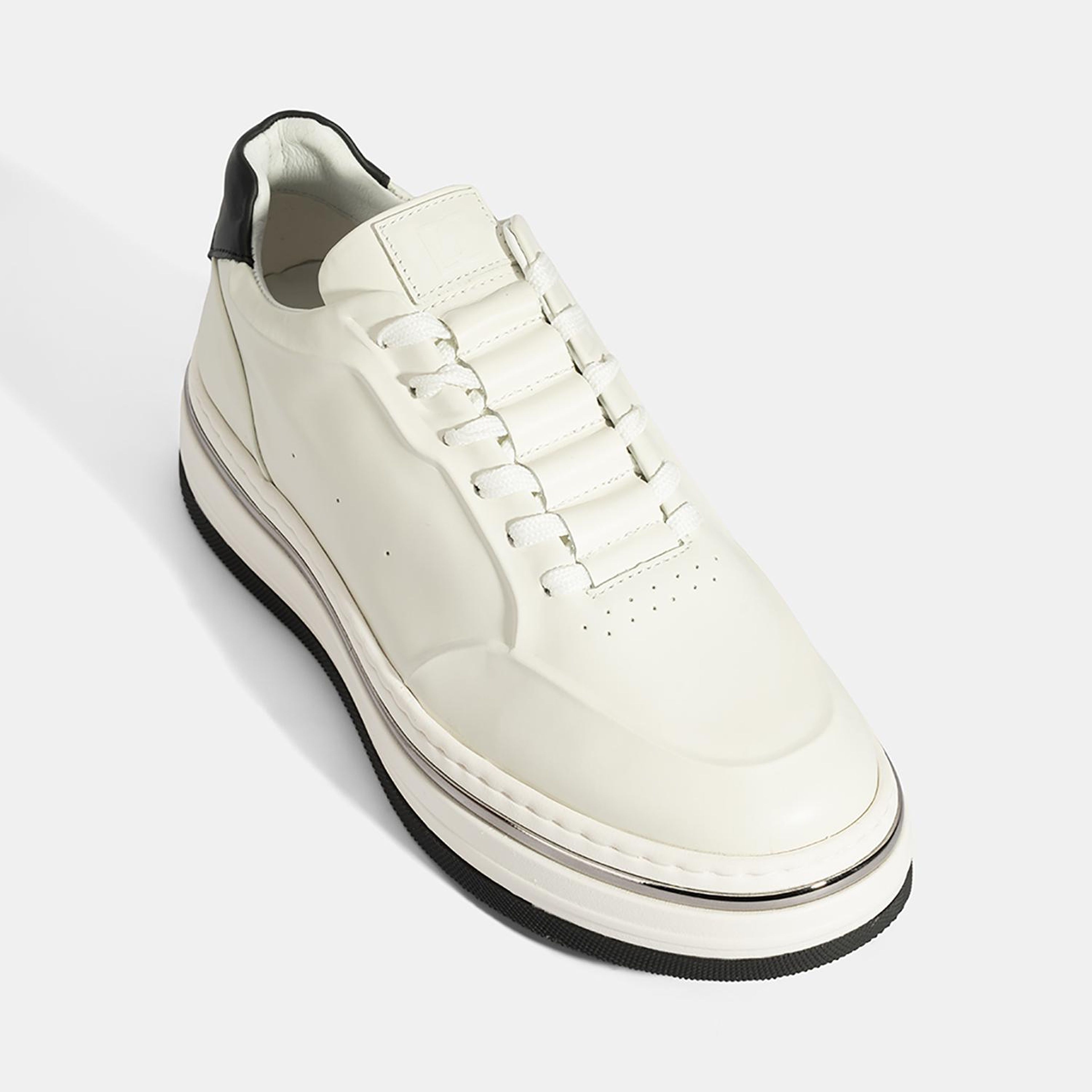 Erkek Beyaz Bağcıklı Deri Spor Ayakkabı