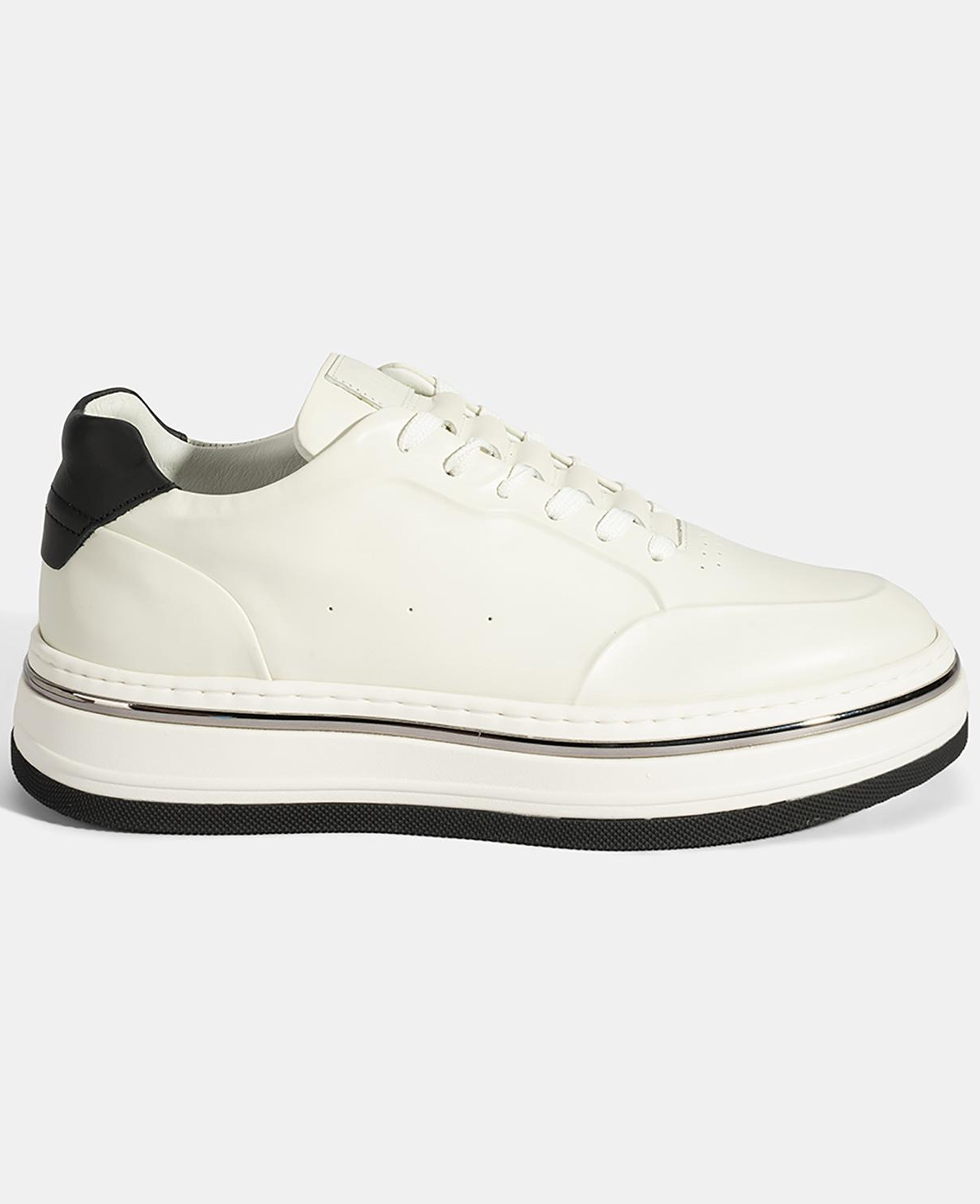 Erkek Beyaz Bağcıklı Deri Spor Ayakkabı