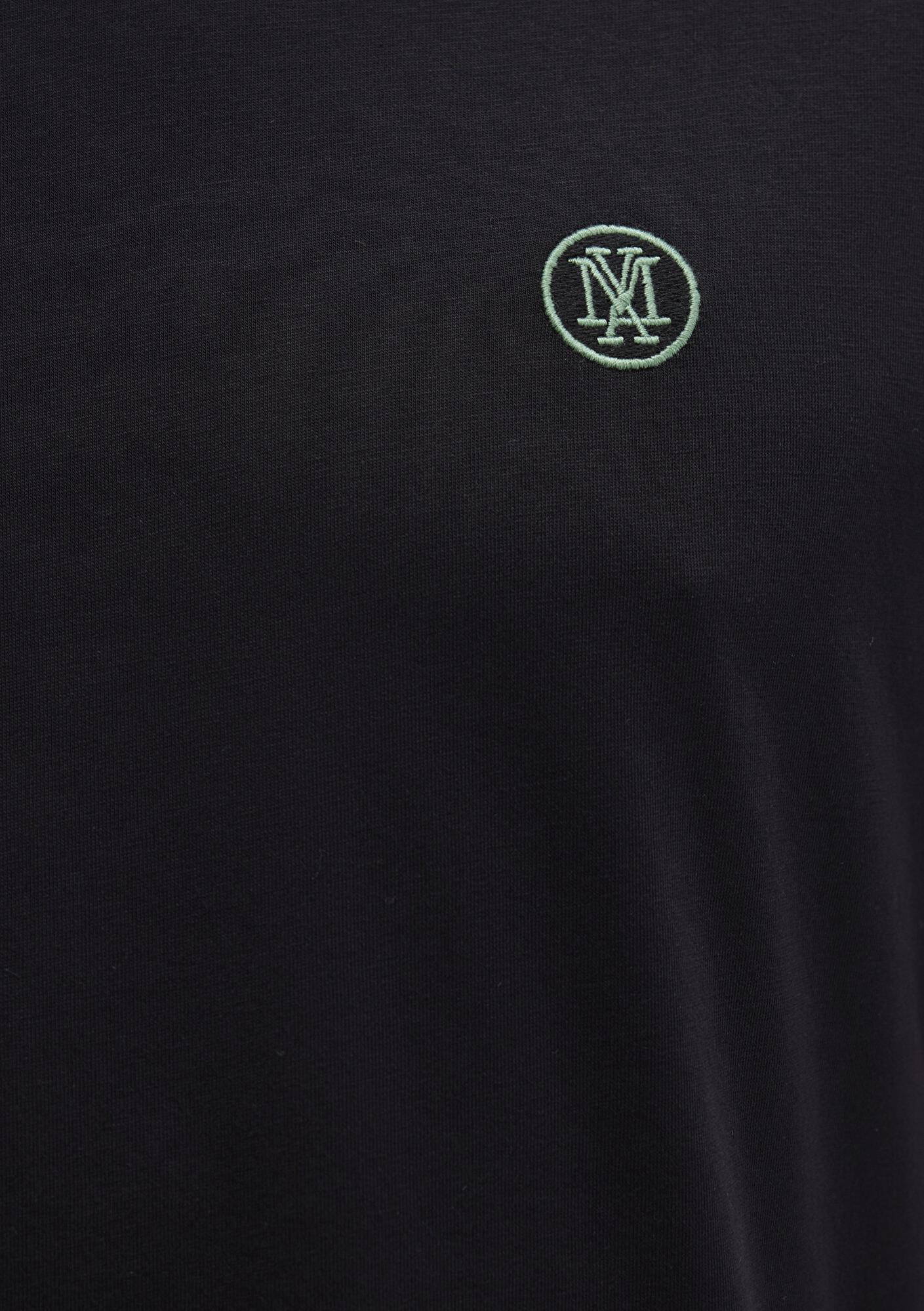 Mavi Mavi Logo İşlemeli Siyah Basic Tişört Loose Fit / Bol Rahat Kesim 067074-900