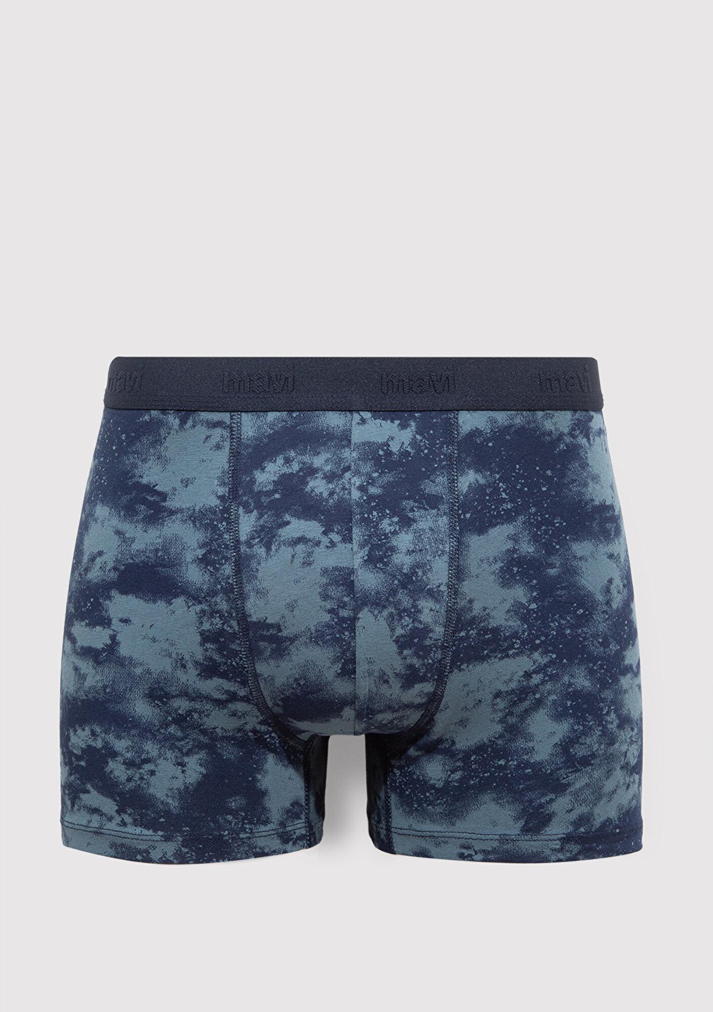 Mavi Batik Desenli Lacivert Boxer 092664-34340