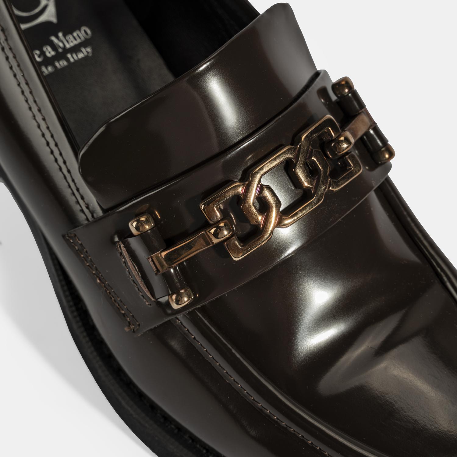 Luca Grossi Kadın Kahve Toka Detaylı Deri Loafer