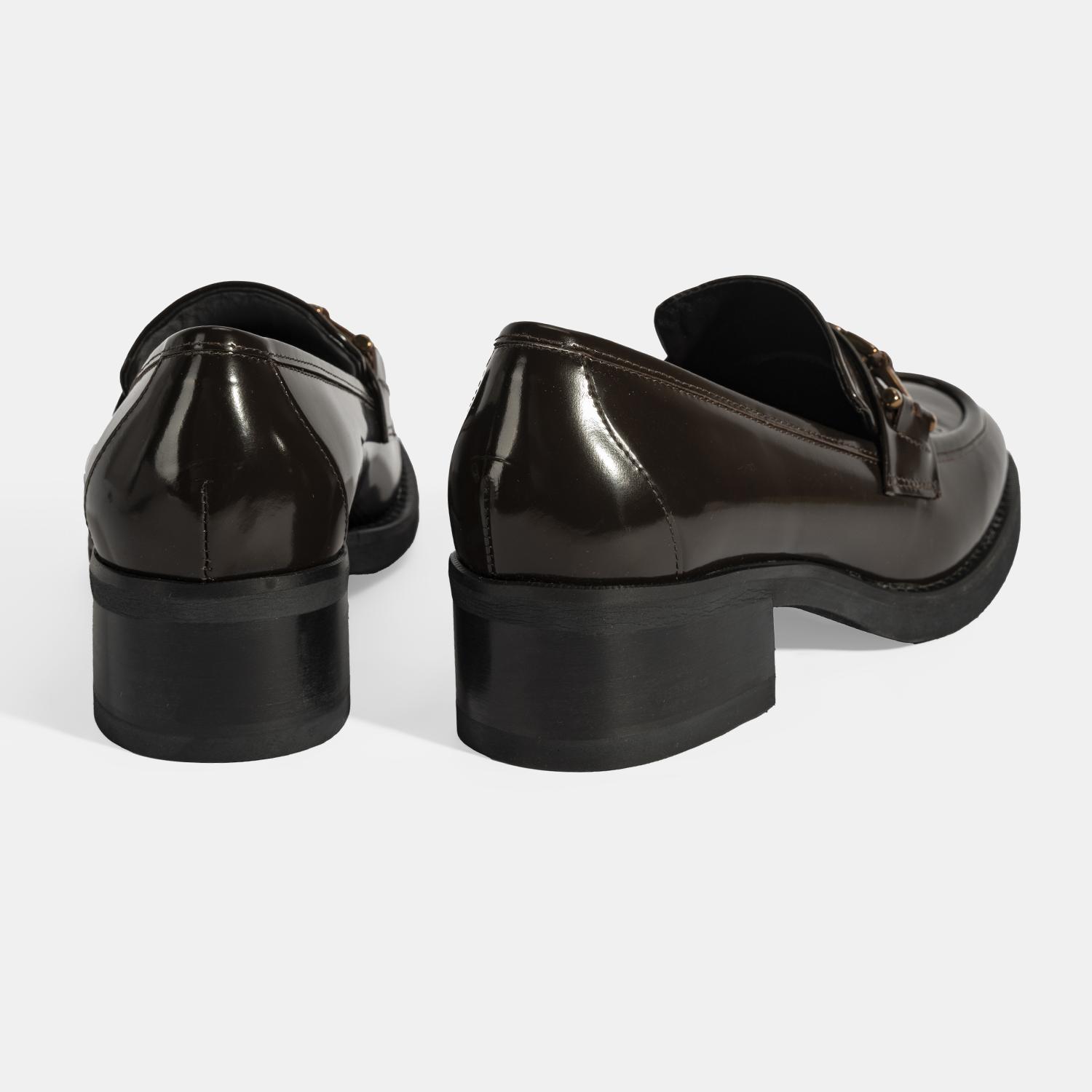 Luca Grossi Kadın Kahve Toka Detaylı Deri Loafer