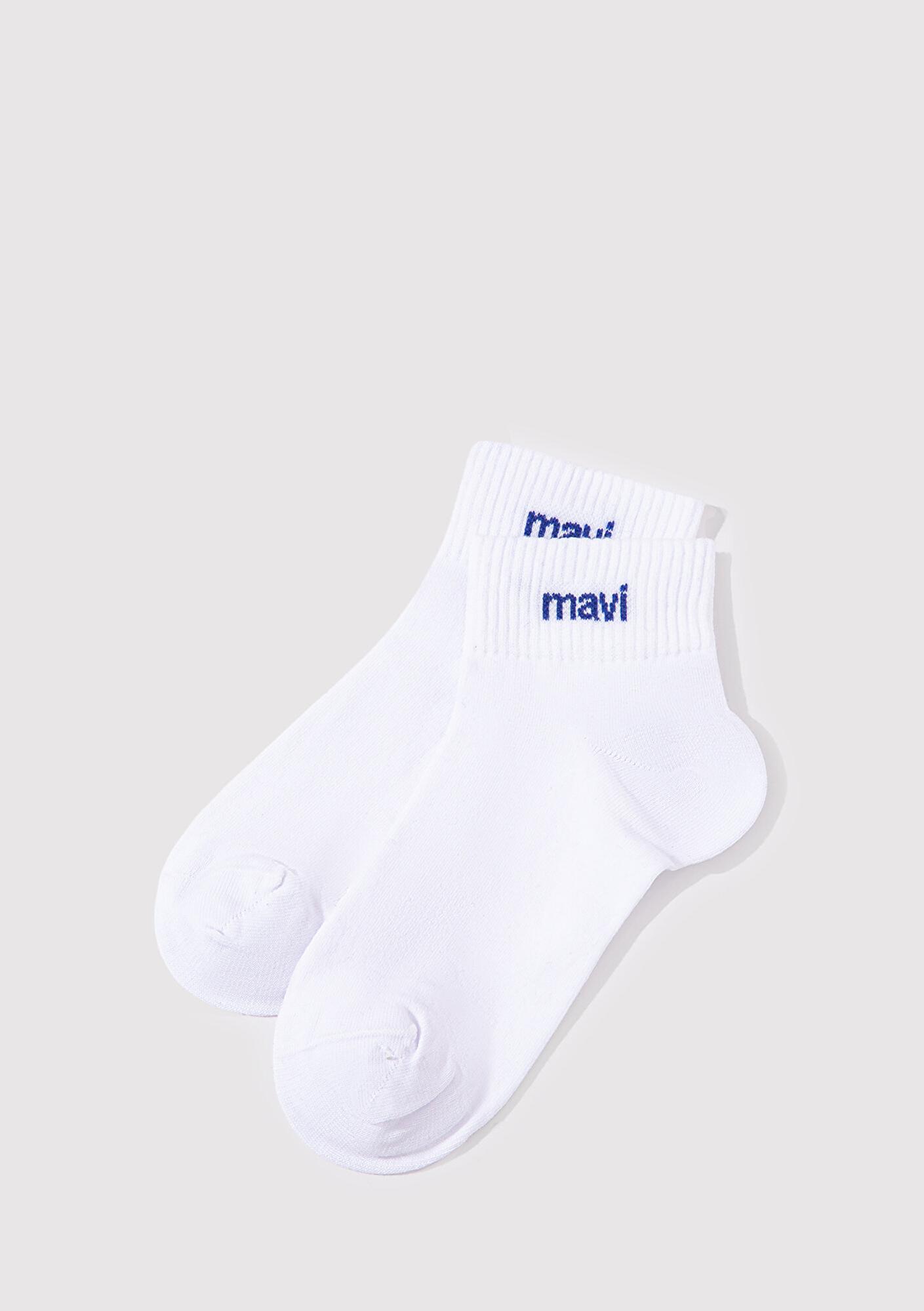 Mavi Mavi Logo Detaylı Beyaz Soket Çorap 1910331-620