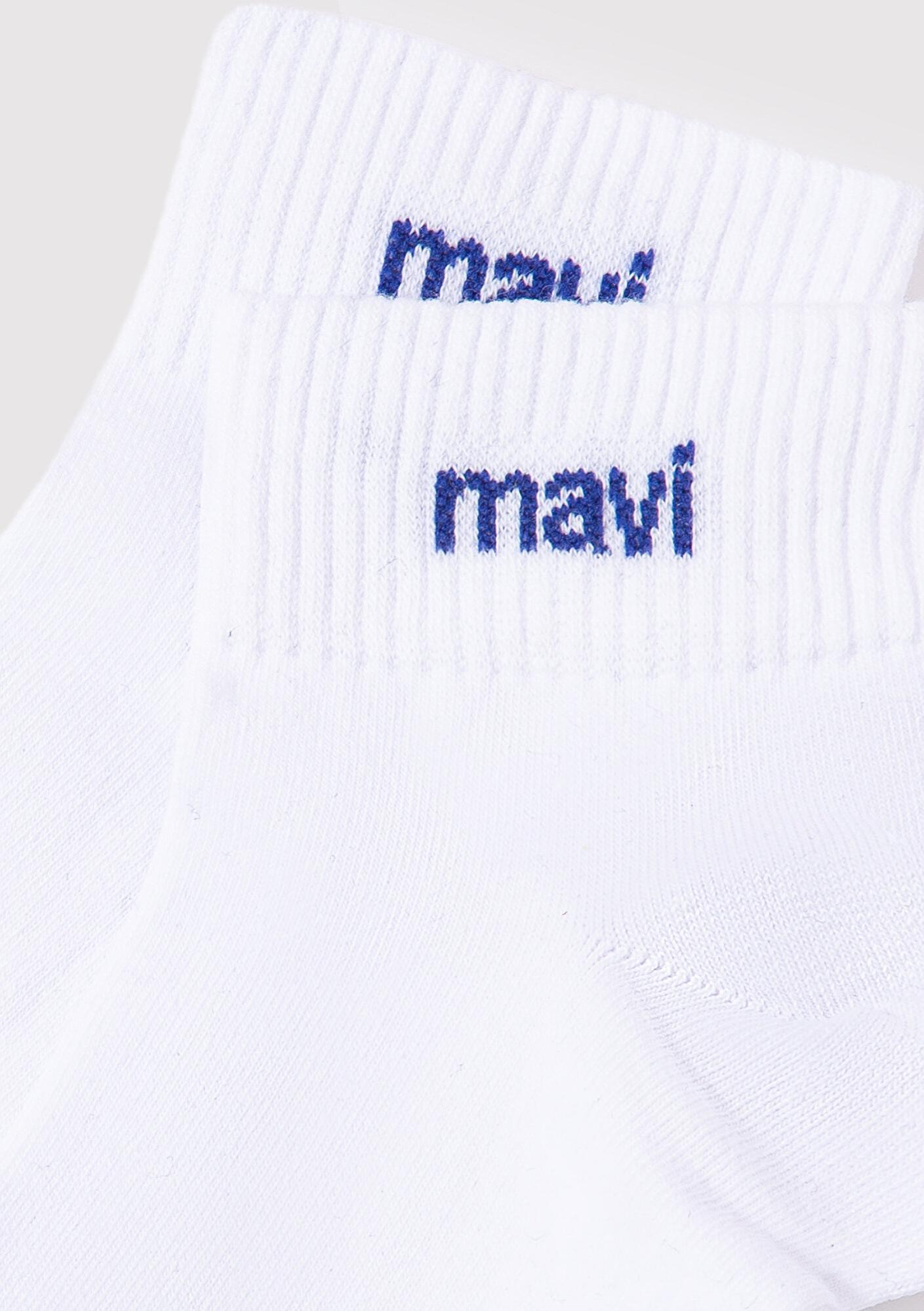 Mavi Mavi Logo Detaylı Beyaz Soket Çorap 1910331-620