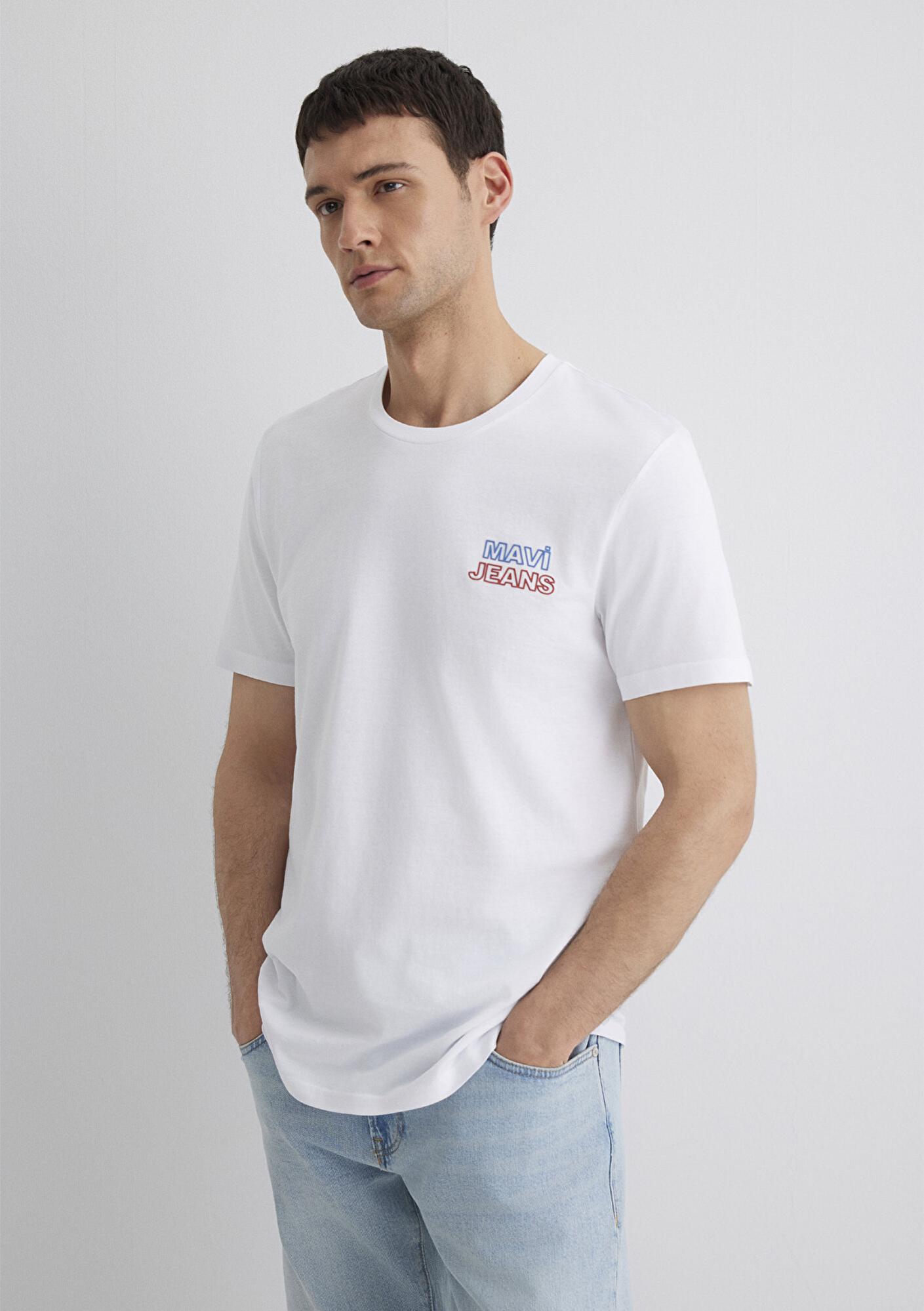 Mavi Mavi Jeans Baskılı Beyaz Tişört Slim Fit / Dar Kesim 066841-620