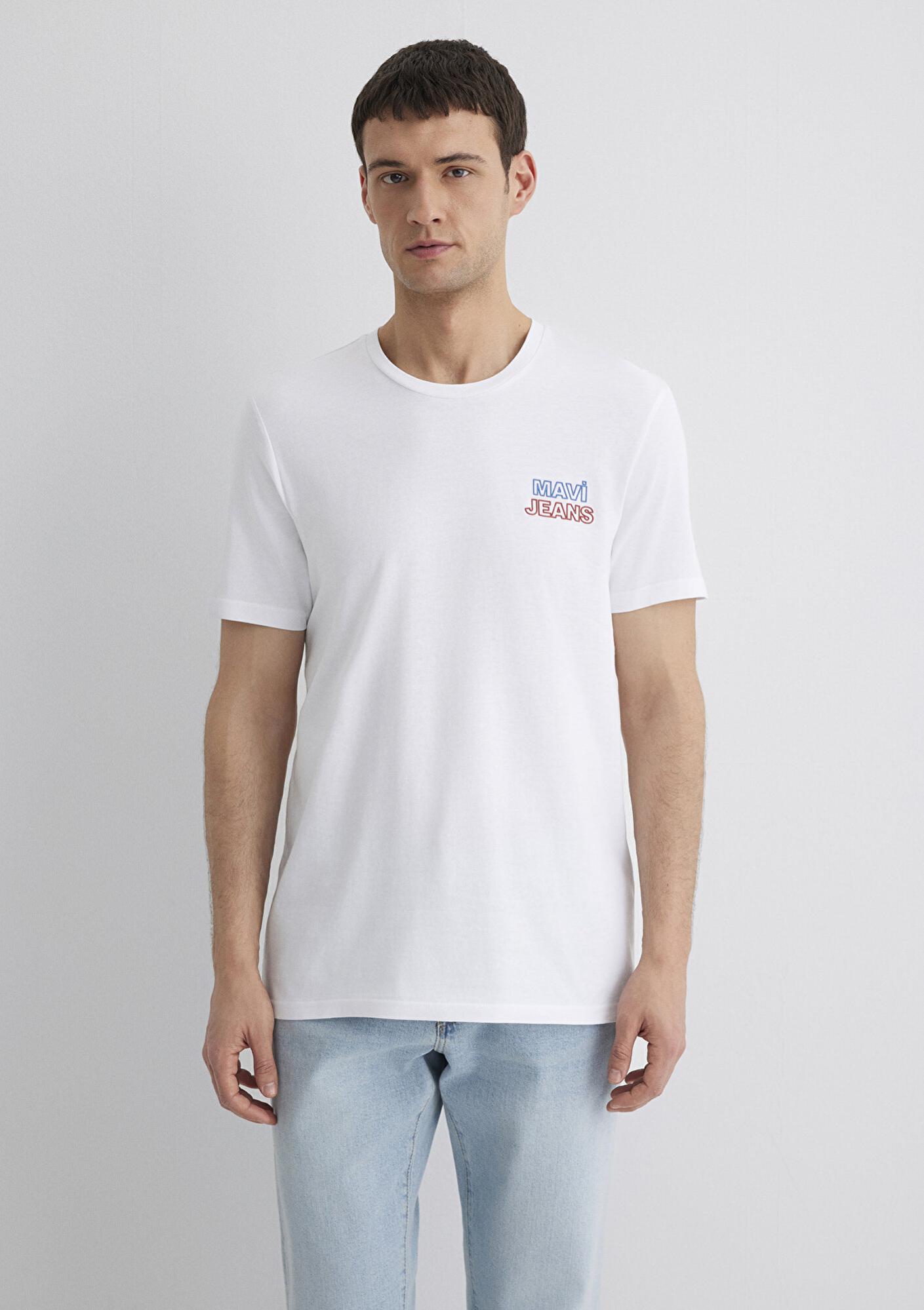 Mavi Mavi Jeans Baskılı Beyaz Tişört Slim Fit / Dar Kesim 066841-620