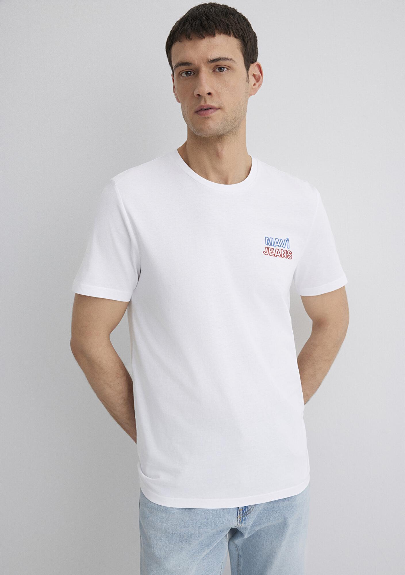 Mavi Mavi Jeans Baskılı Beyaz Tişört Slim Fit / Dar Kesim 066841-620