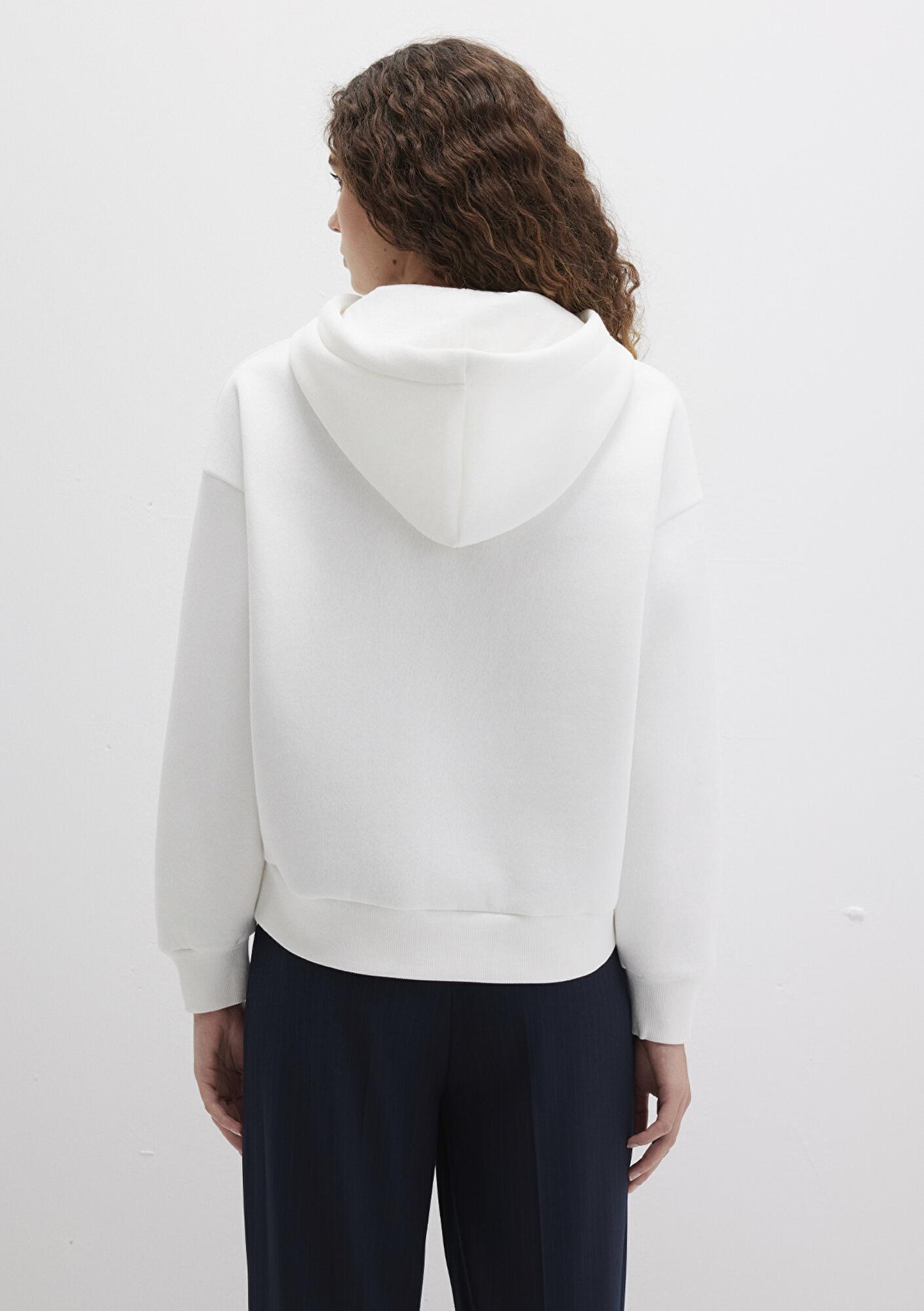 Mavi Mavi Logo Baskılı Kapüşonlu Ekru Sweatshirt 168334-81964