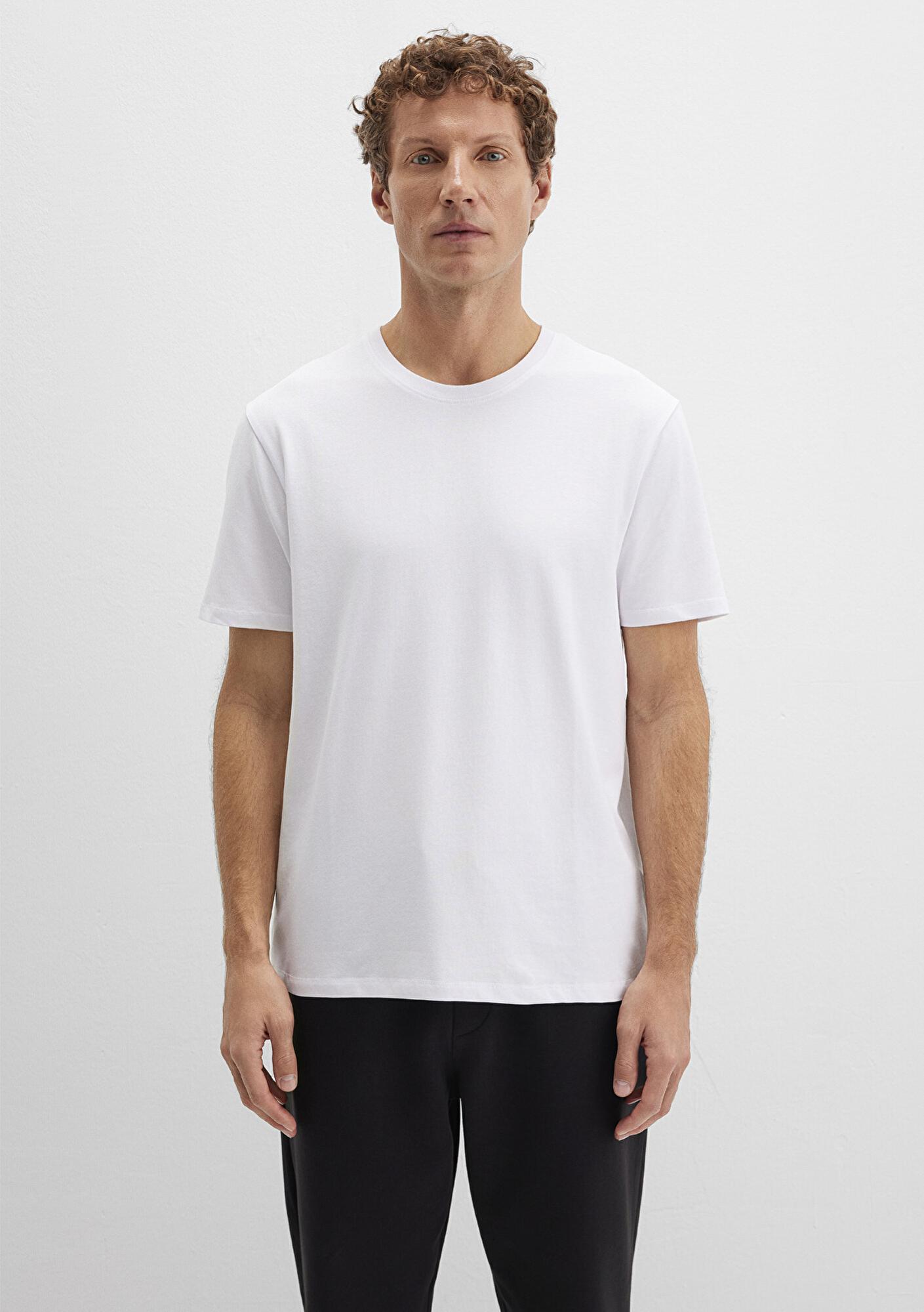 Mavi Stretch Beyaz Basic Tişört Regular Fit / Normal Kesim 0610252-620