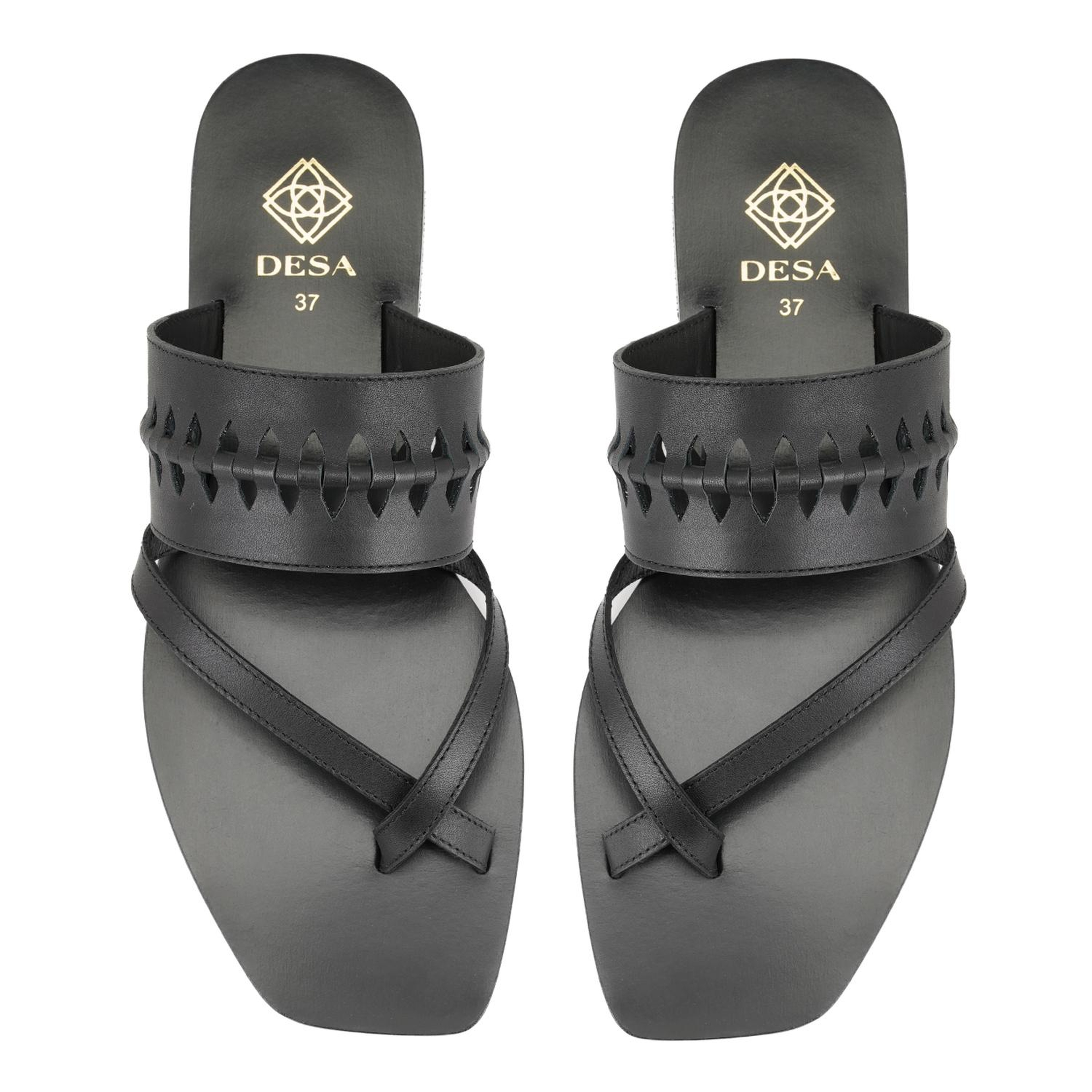 Kadın Siyah Parmak Arası Deri Terlik