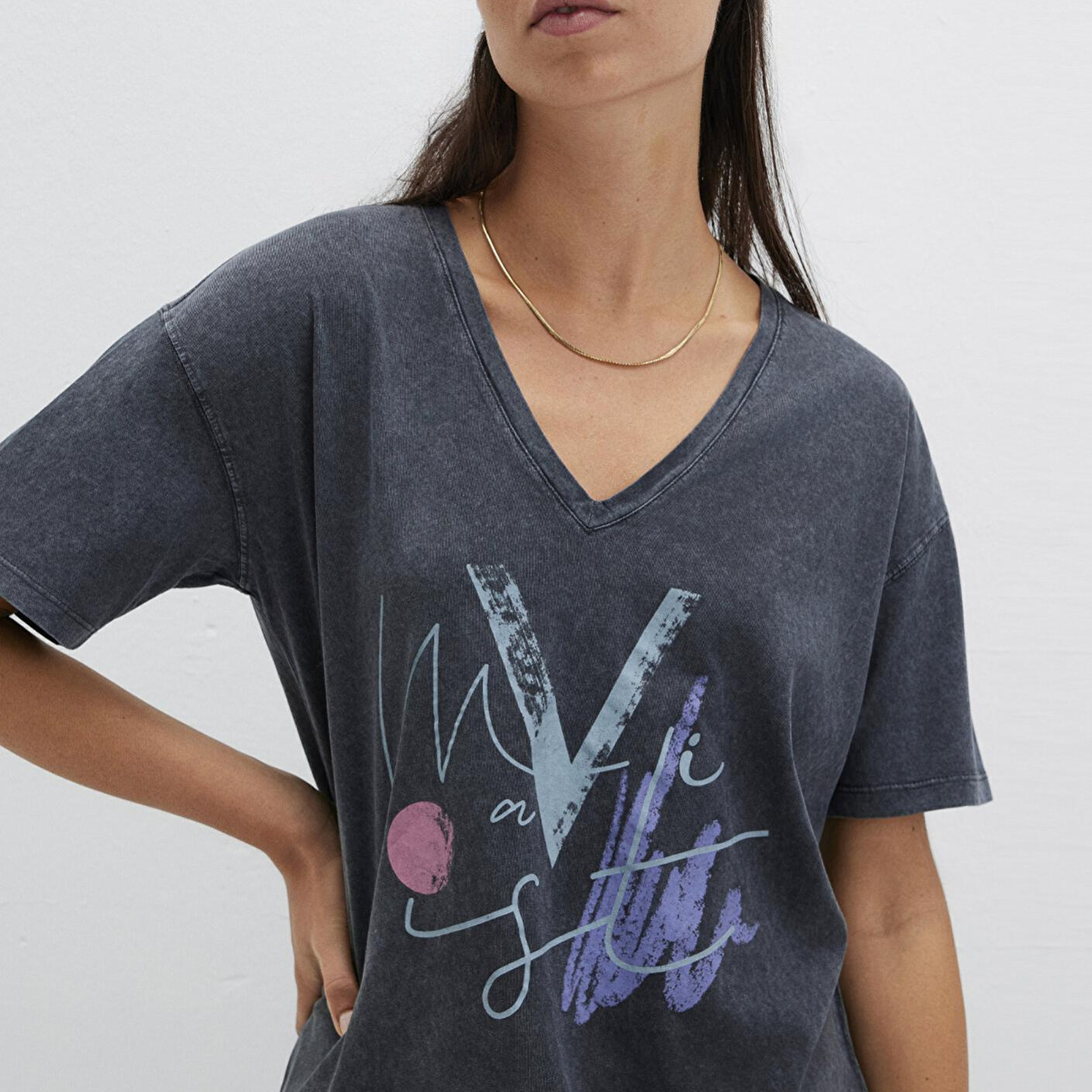 Mavi Mavi Baskılı Antrasit İstanbul Tişört Loose Fit / Bol Rahat Kesim 1601176-900