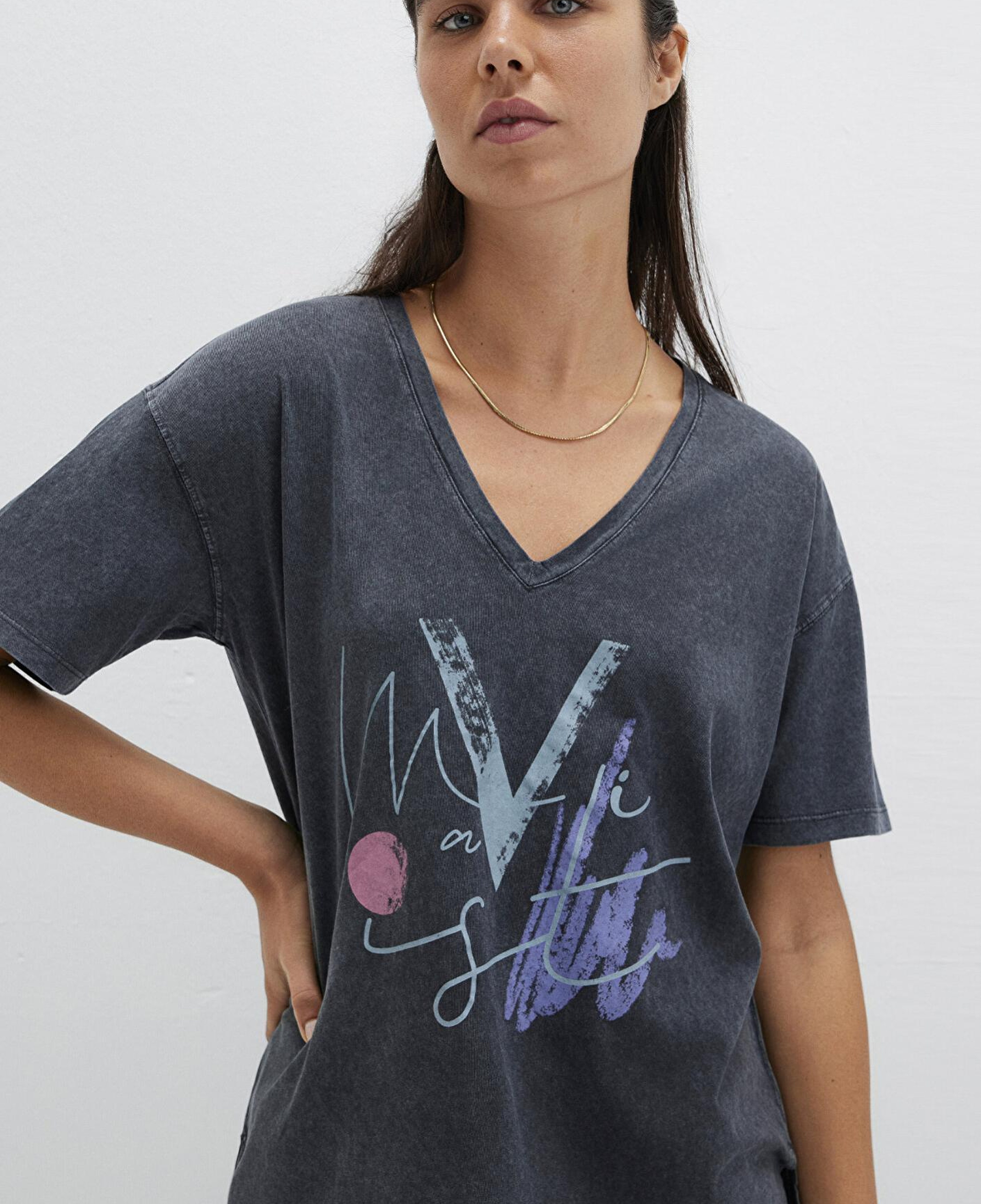 Mavi Mavi Baskılı Antrasit İstanbul Tişört Loose Fit / Bol Rahat Kesim 1601176-900