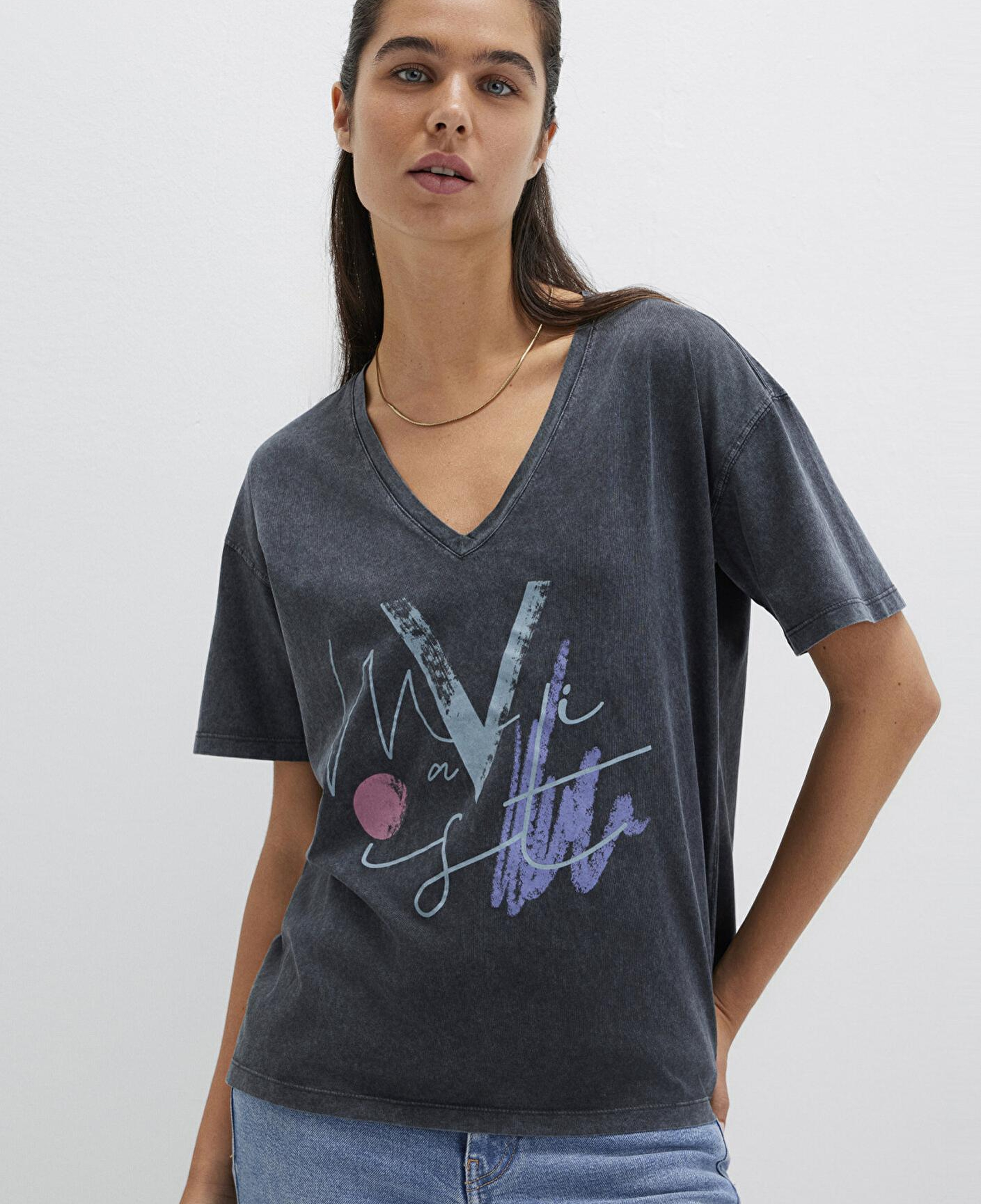 Mavi Mavi Baskılı Antrasit İstanbul Tişört Loose Fit / Bol Rahat Kesim 1601176-900