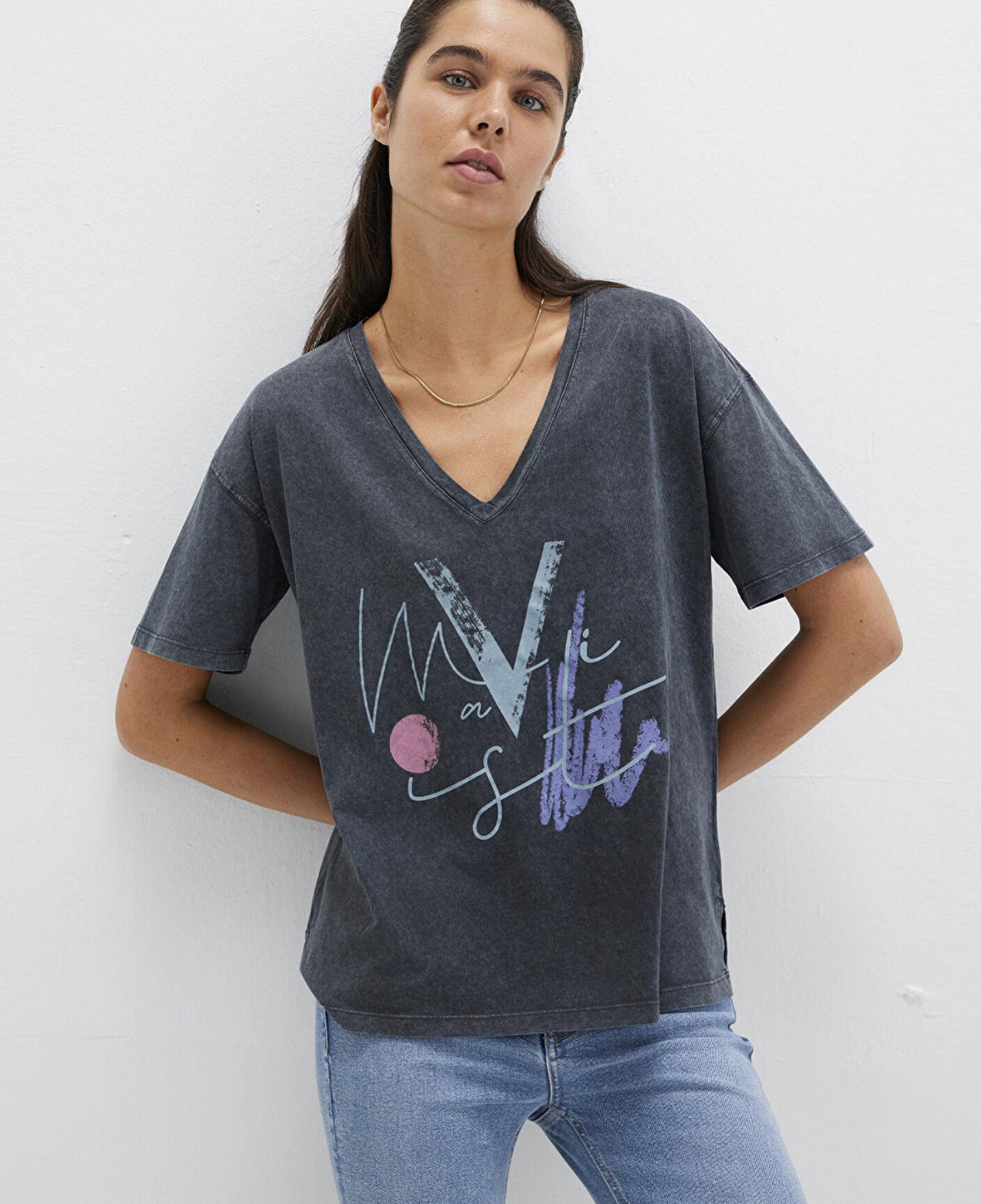 Mavi Mavi Baskılı Antrasit İstanbul Tişört Loose Fit / Bol Rahat Kesim 1601176-900