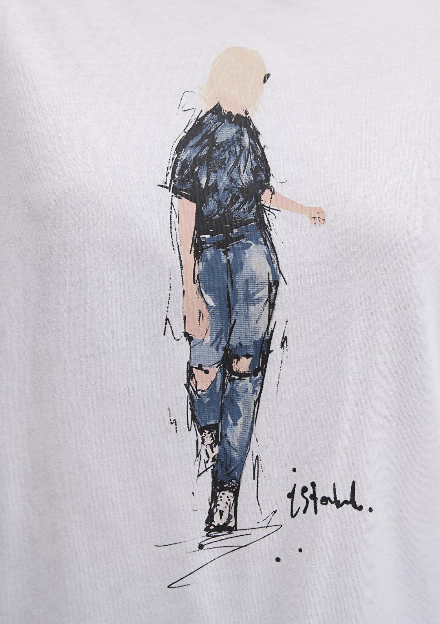 Mavi Denim Kız Baskılı Beyaz İstanbul Tişört Regular Fit / Normal Kesim 1610222-620