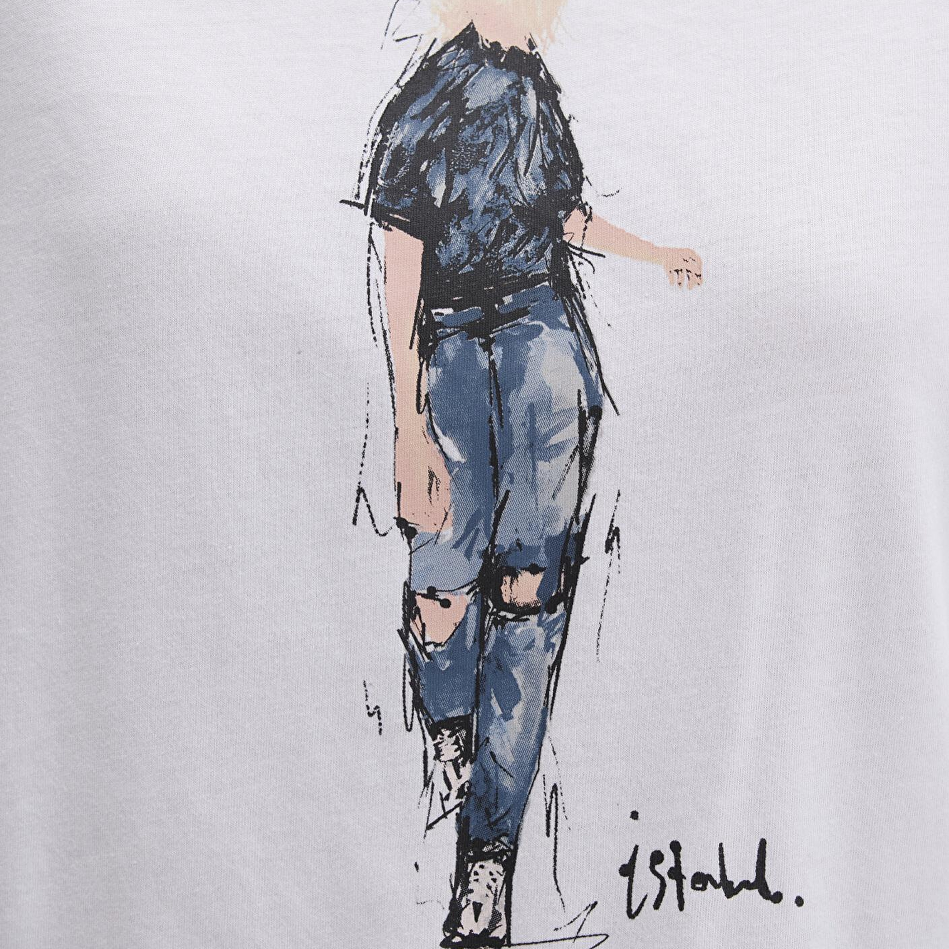 Mavi Denim Kız Baskılı Beyaz İstanbul Tişört Regular Fit / Normal Kesim 1610222-620