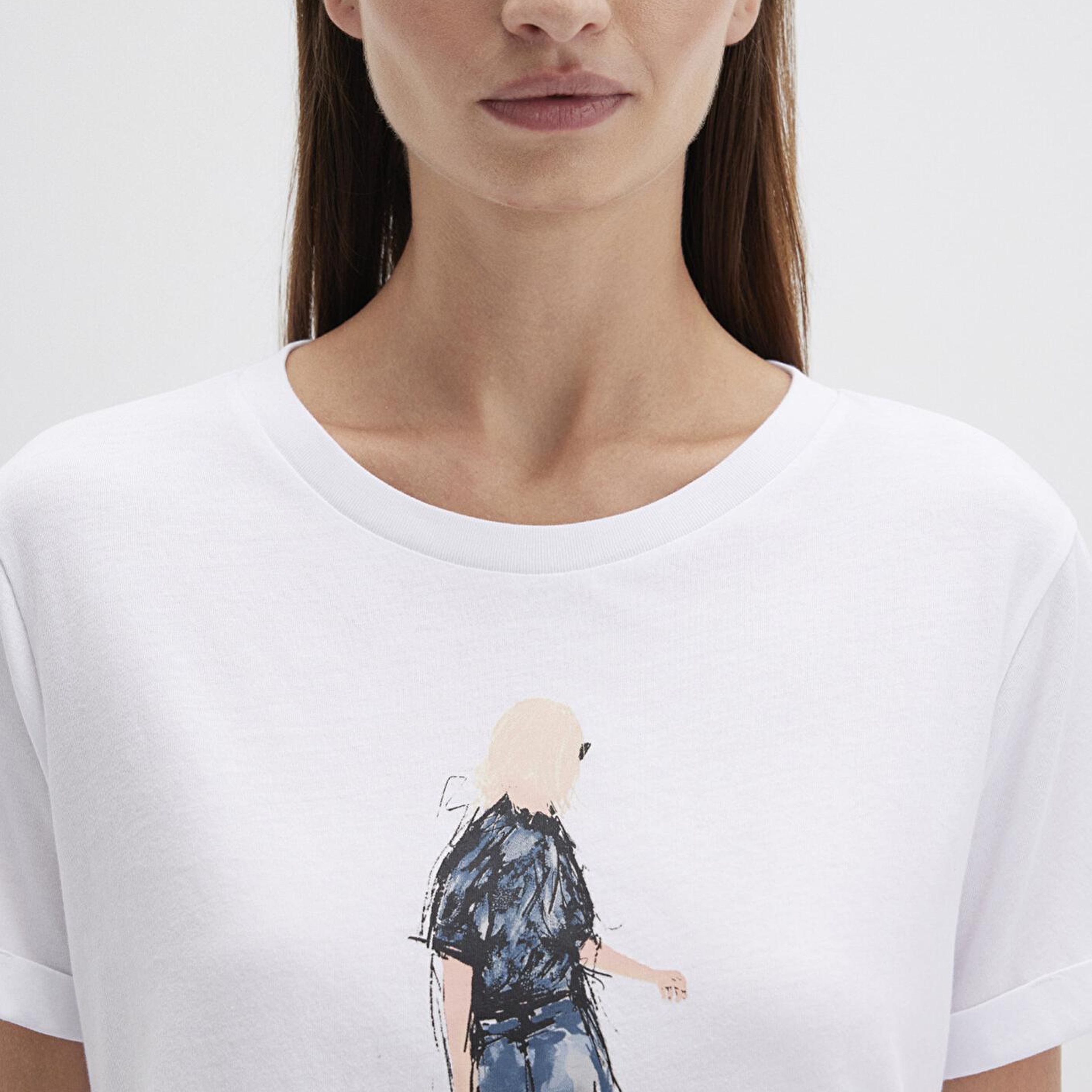 Mavi Denim Kız Baskılı Beyaz İstanbul Tişört Regular Fit / Normal Kesim 1610222-620