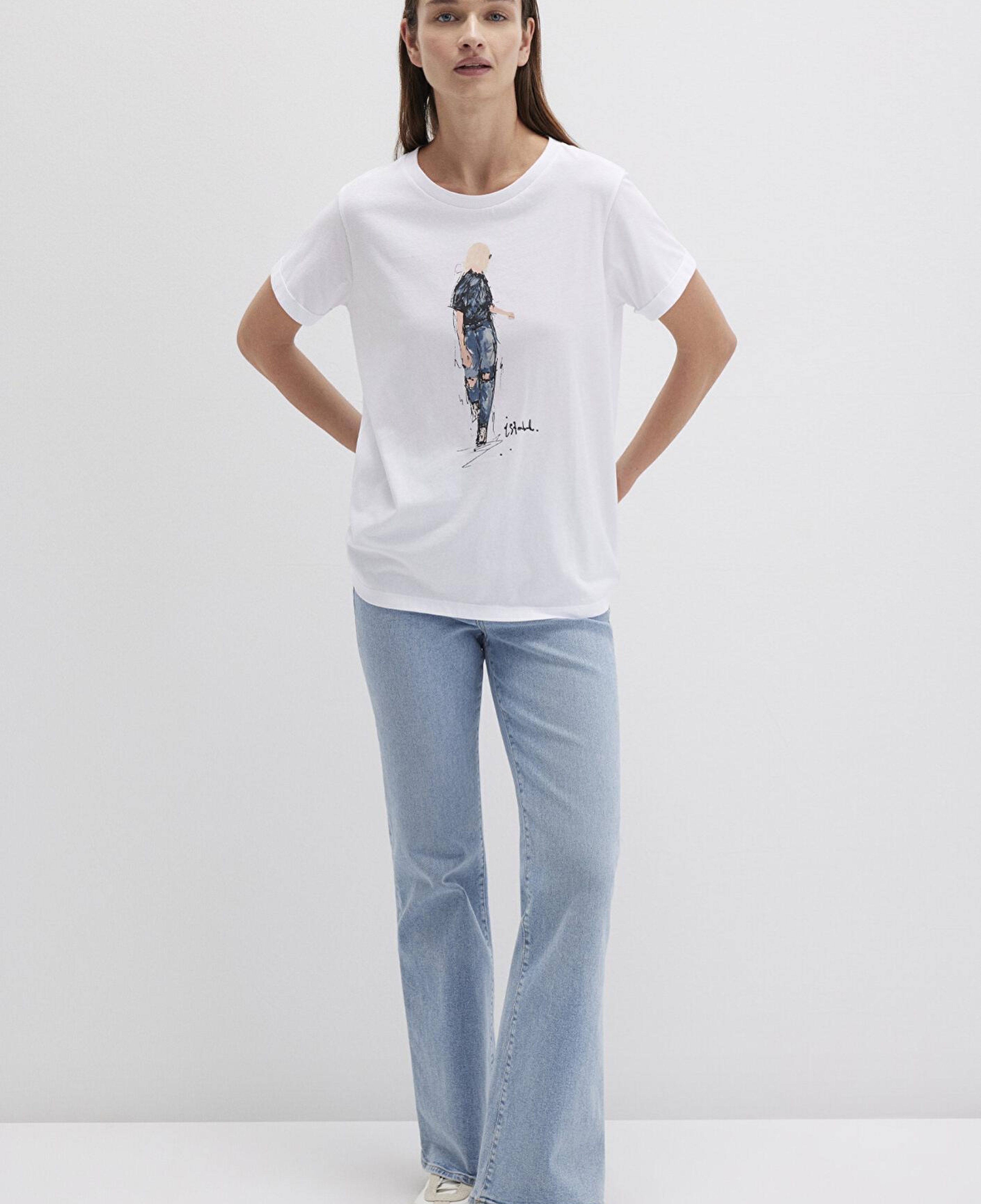 Mavi Denim Kız Baskılı Beyaz İstanbul Tişört Regular Fit / Normal Kesim 1610222-620