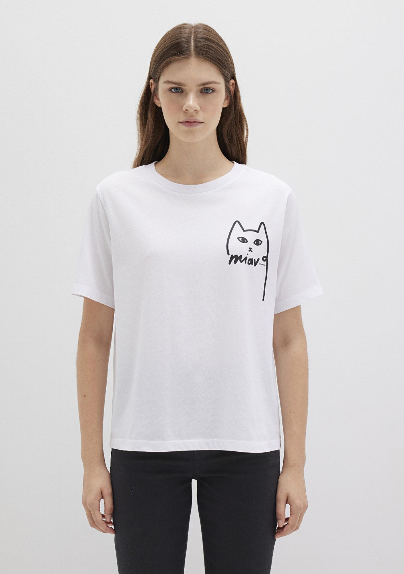 Mavi Kedi Baskılı İstanbul Tişört Regular Fit / Normal Kesim 1610225-620