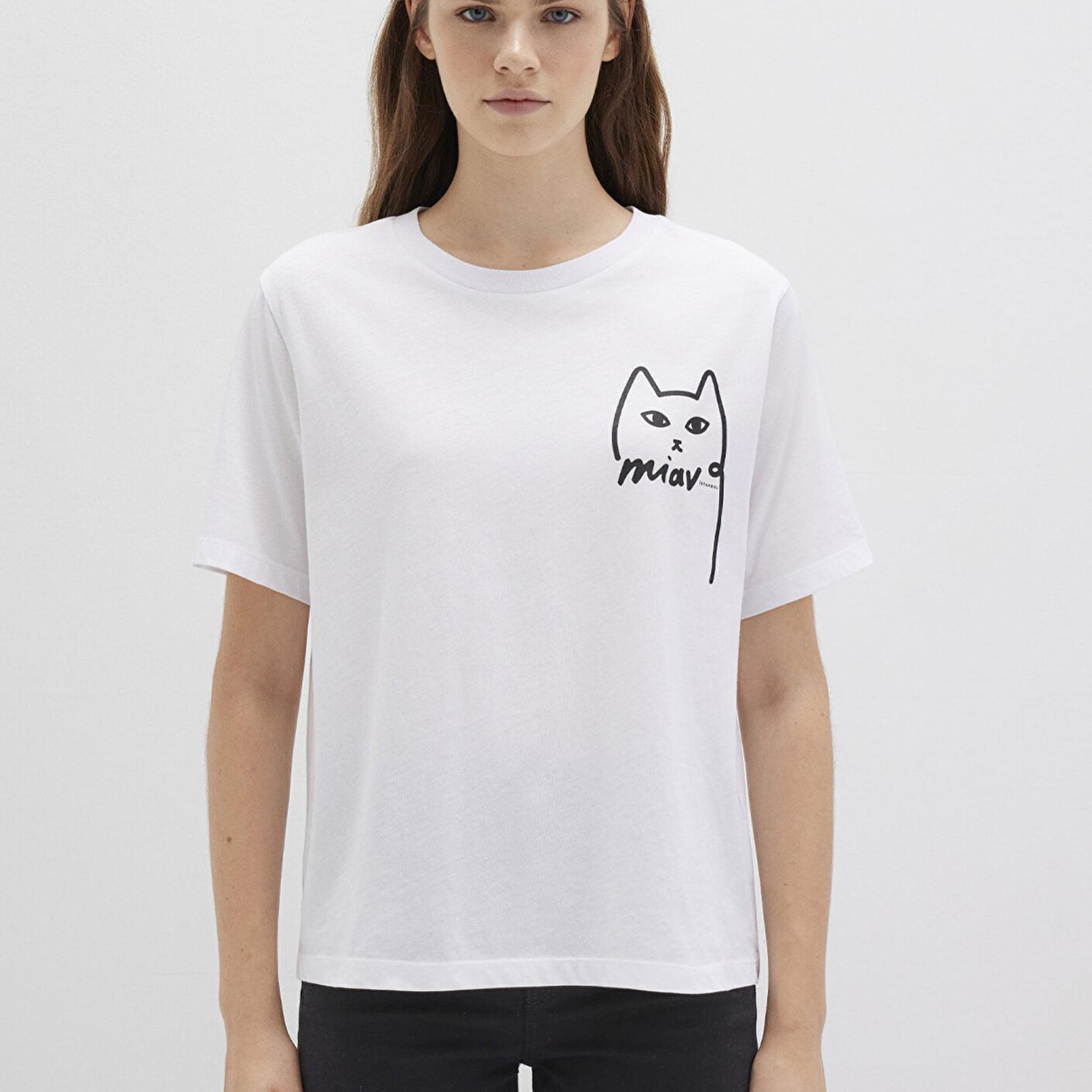 Mavi Kedi Baskılı İstanbul Tişört Regular Fit / Normal Kesim 1610225-620