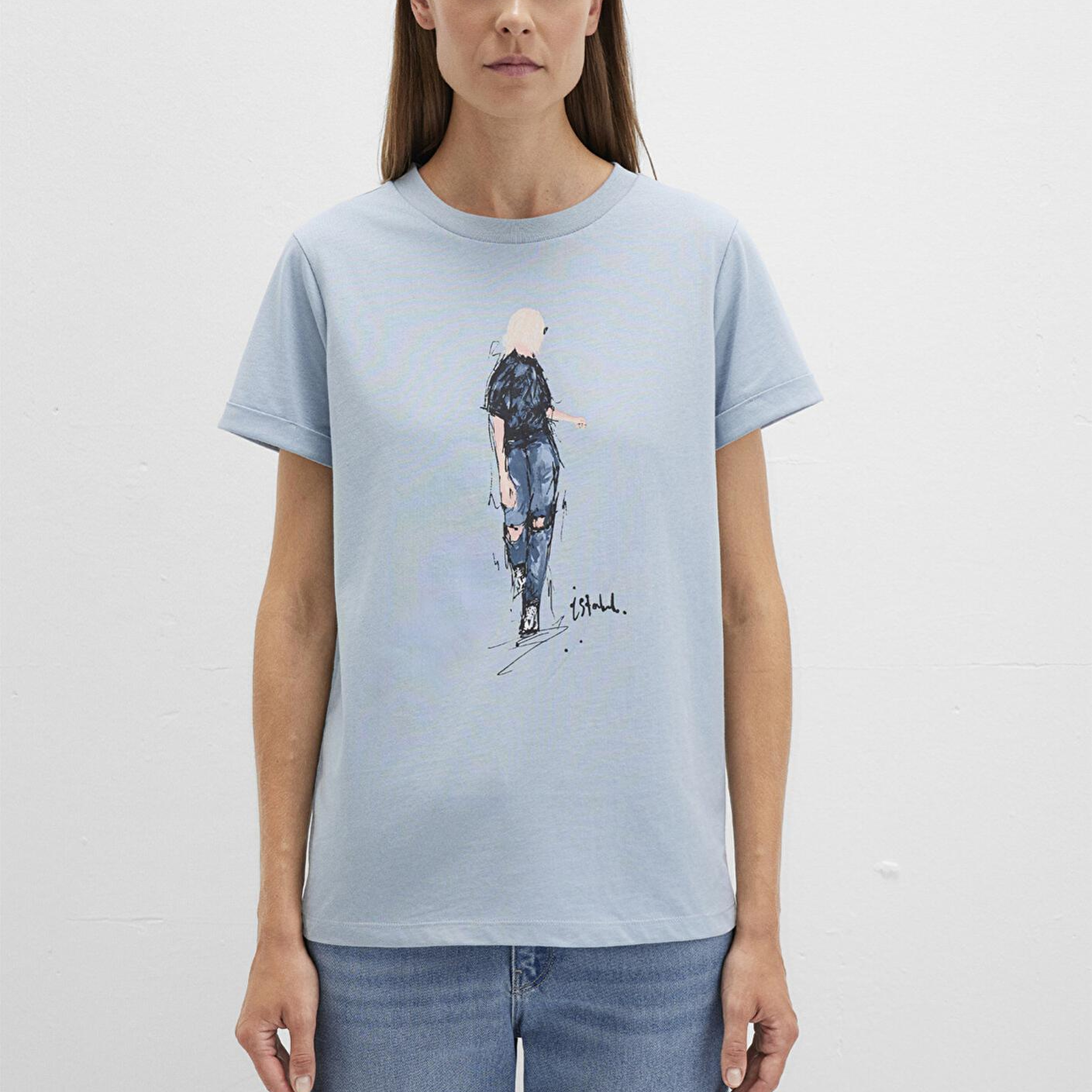 Mavi Denim Kız Baskılı Mavi İstanbul Tişört Regular Fit / Normal Kesim 1610222-70816