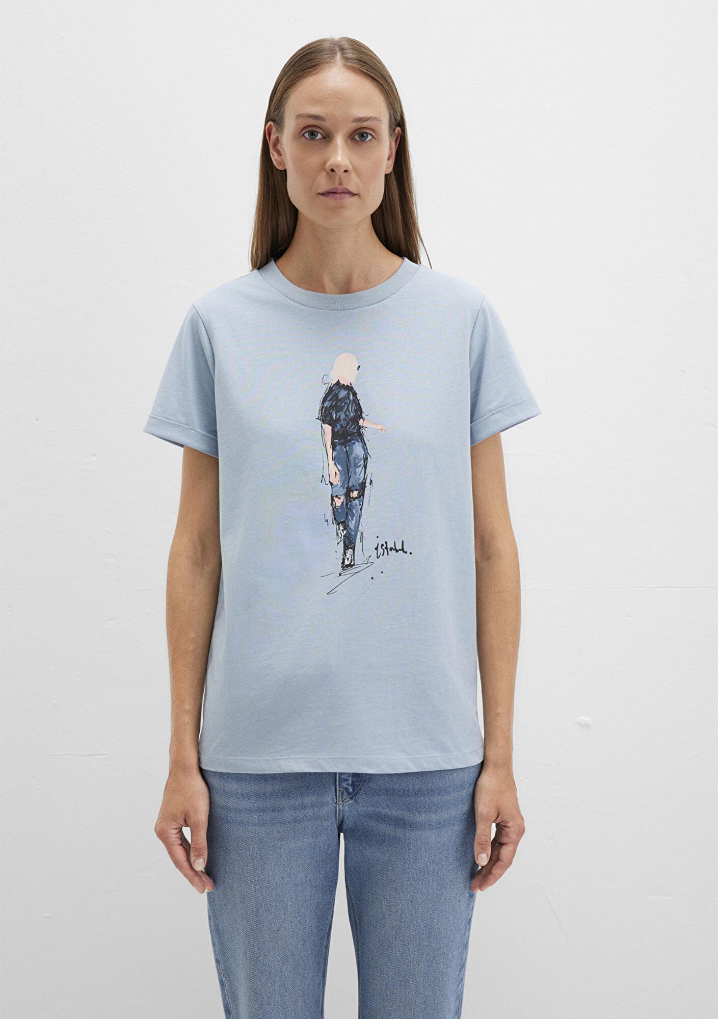 Mavi Denim Kız Baskılı Mavi İstanbul Tişört Regular Fit / Normal Kesim 1610222-70816