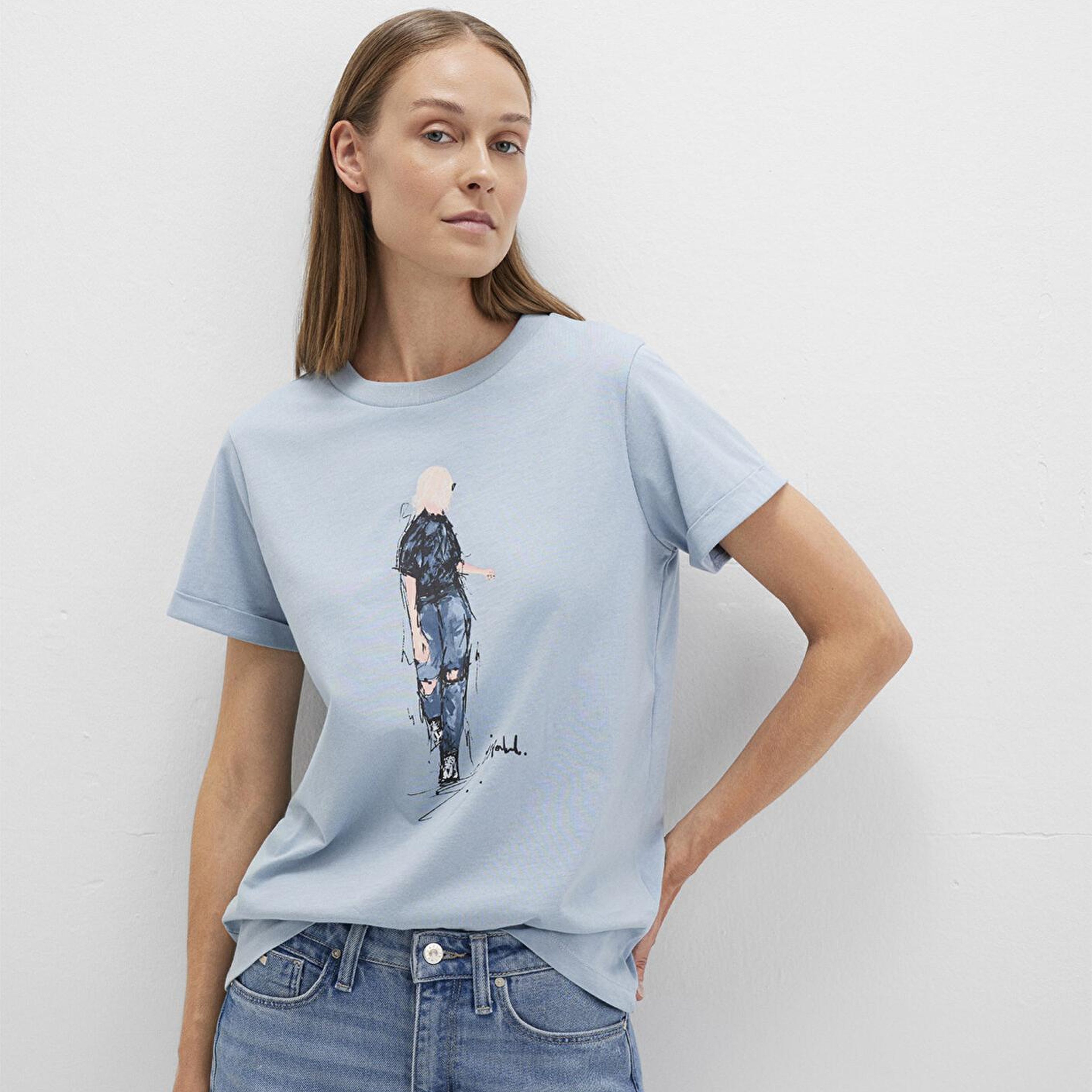 Mavi Denim Kız Baskılı Mavi İstanbul Tişört Regular Fit / Normal Kesim 1610222-70816