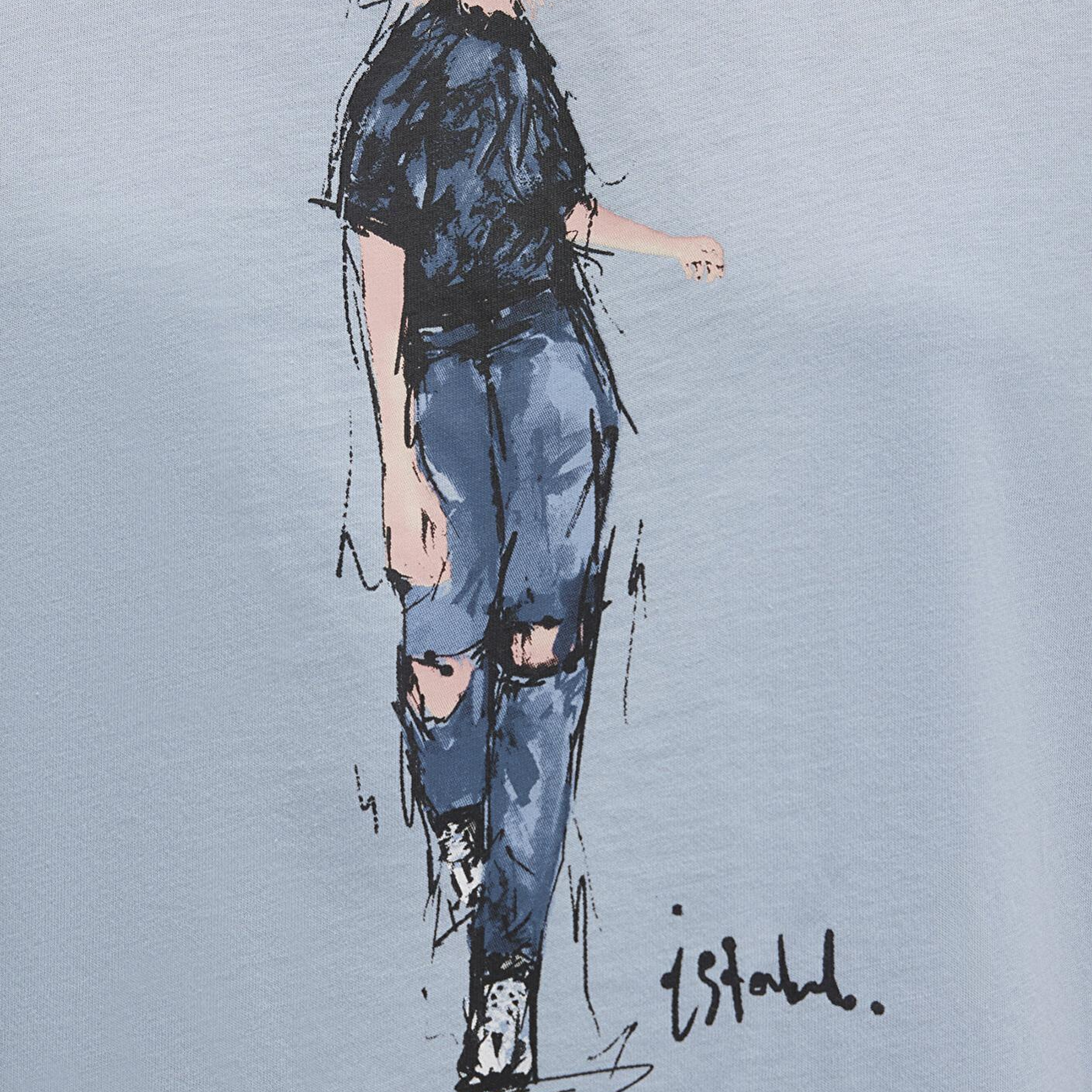 Mavi Denim Kız Baskılı Mavi İstanbul Tişört Regular Fit / Normal Kesim 1610222-70816