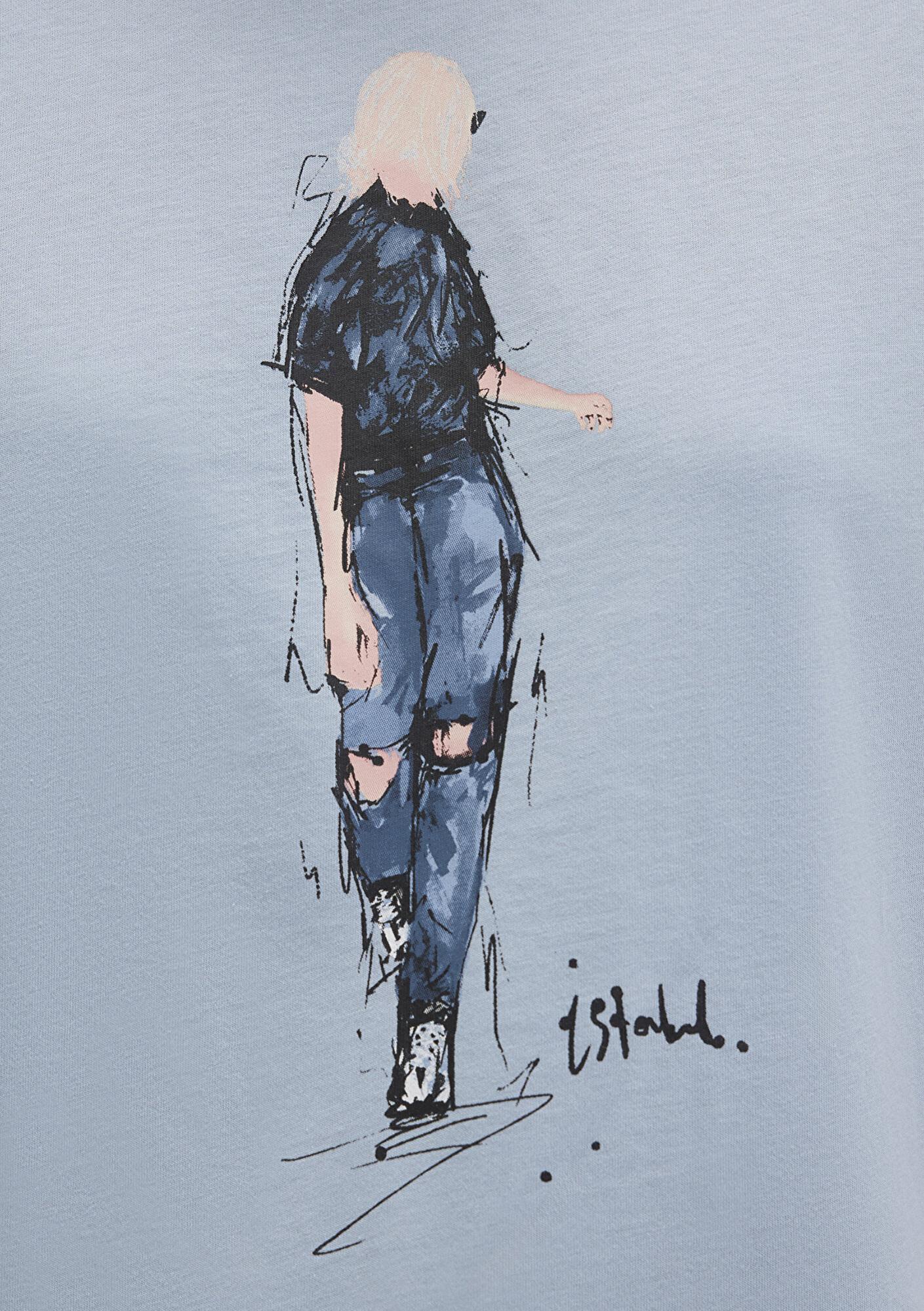 Mavi Denim Kız Baskılı Mavi İstanbul Tişört Regular Fit / Normal Kesim 1610222-70816