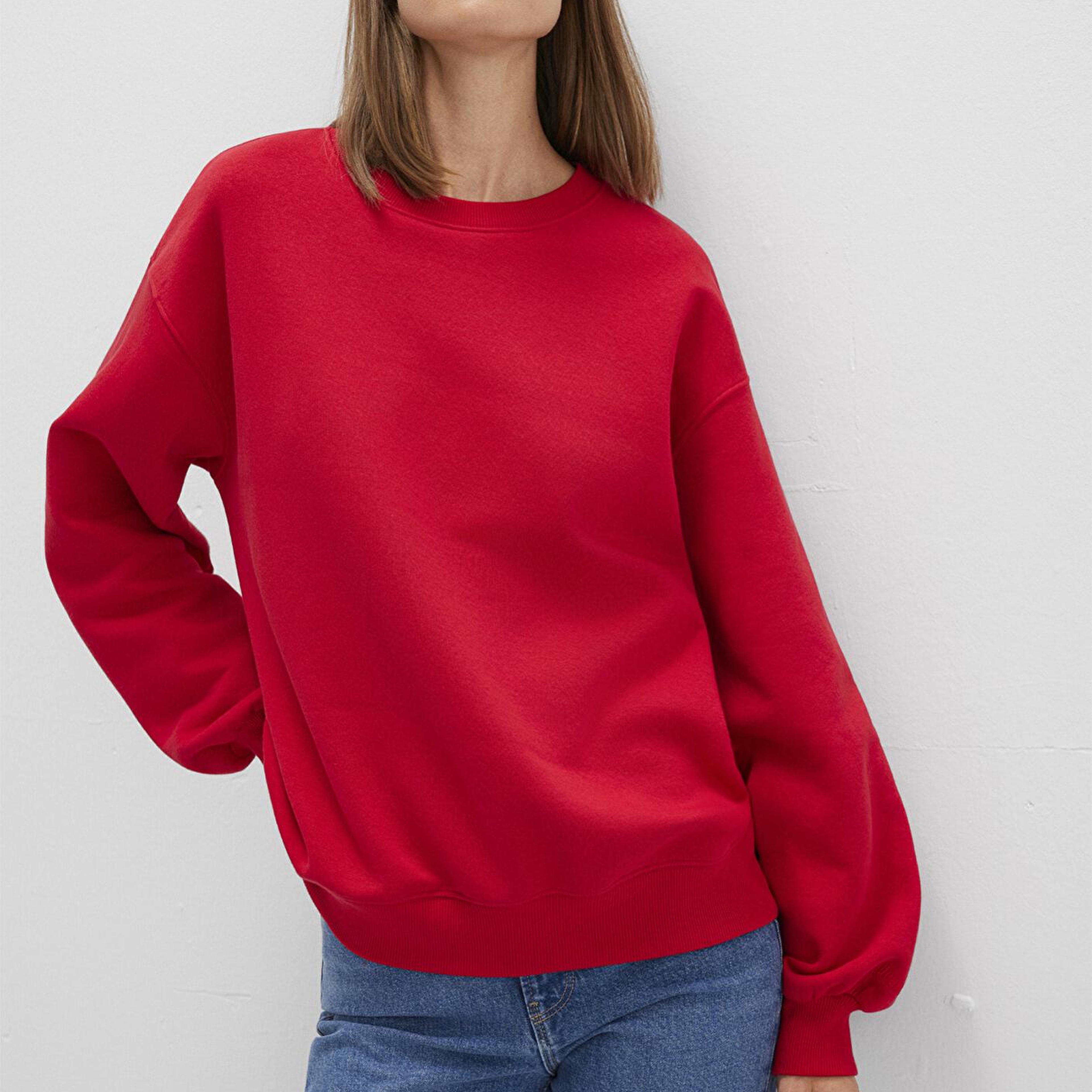Mavi Bisiklet Yaka Kırmızı Basic Sweatshirt 1610198-80791