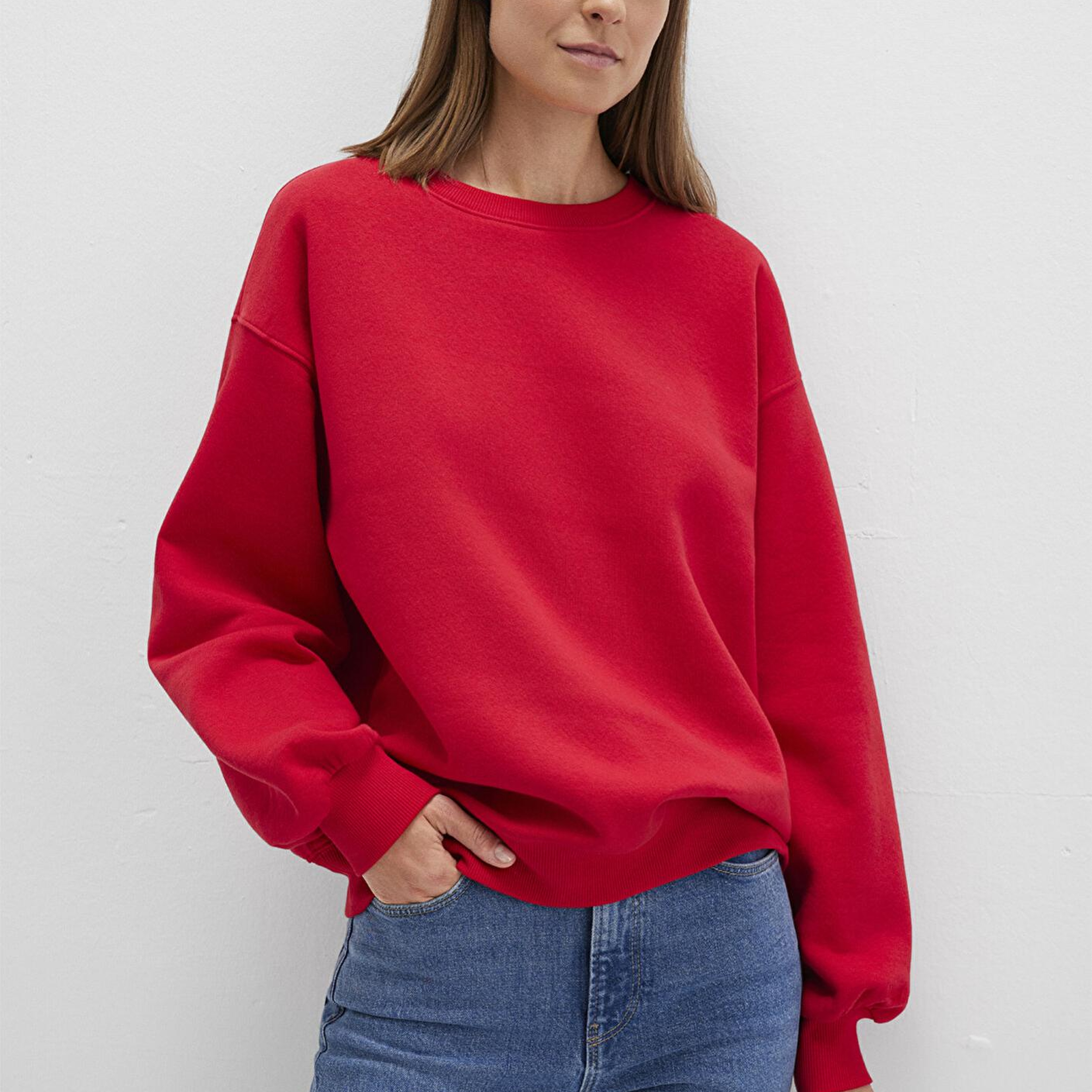 Mavi Bisiklet Yaka Kırmızı Basic Sweatshirt 1610198-80791