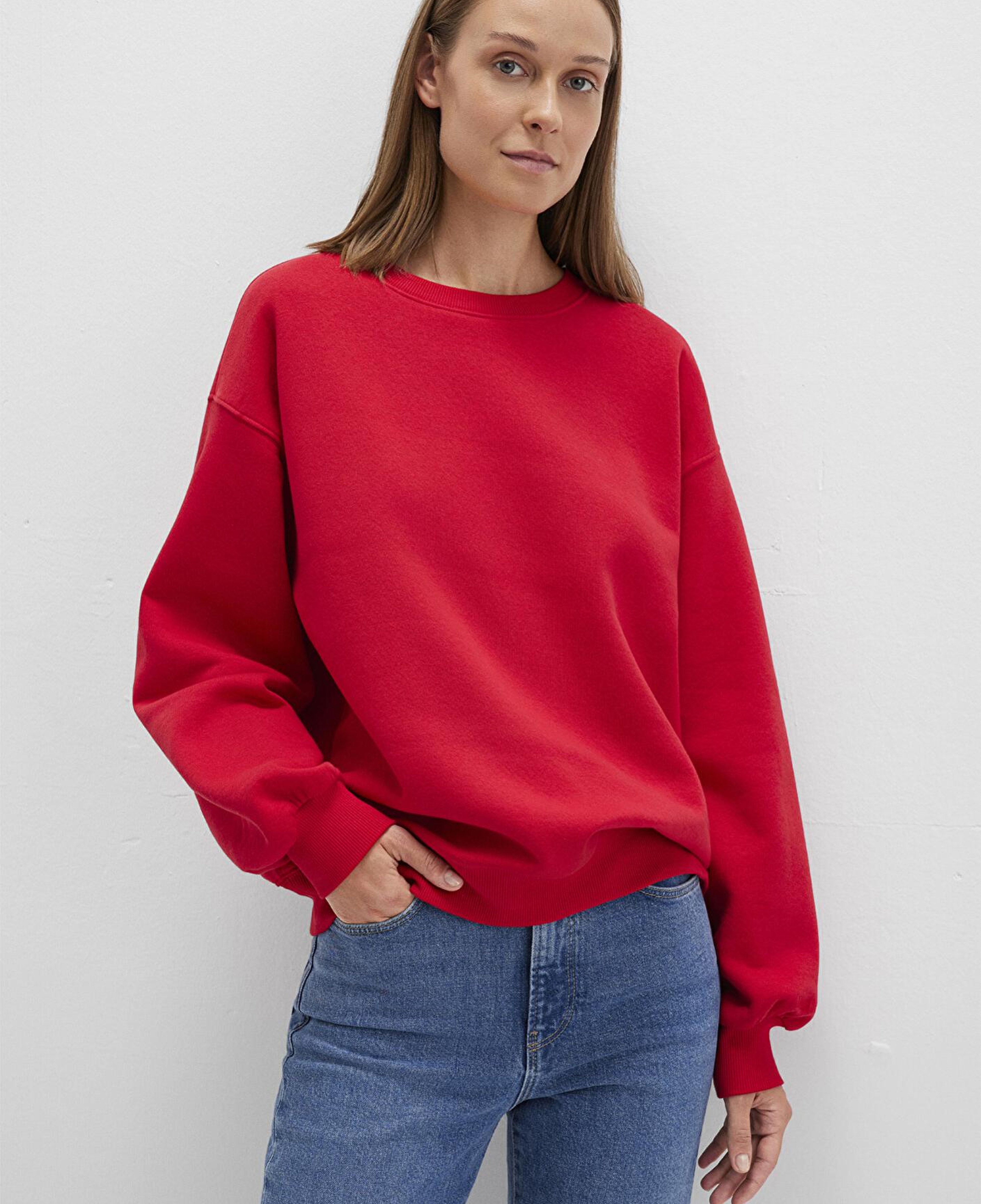 Mavi Bisiklet Yaka Kırmızı Basic Sweatshirt 1610198-80791