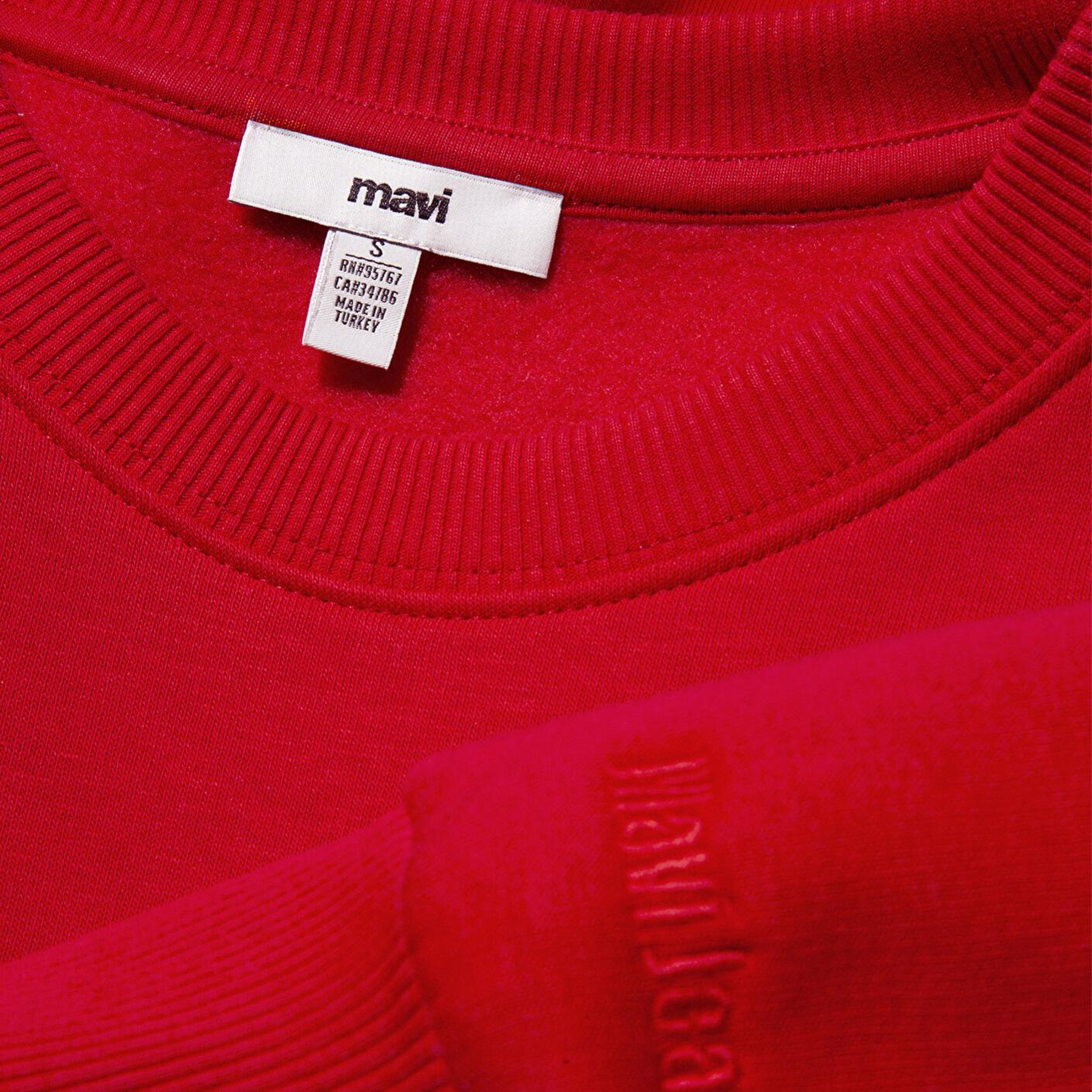 Mavi Bisiklet Yaka Kırmızı Basic Sweatshirt 1610198-80791