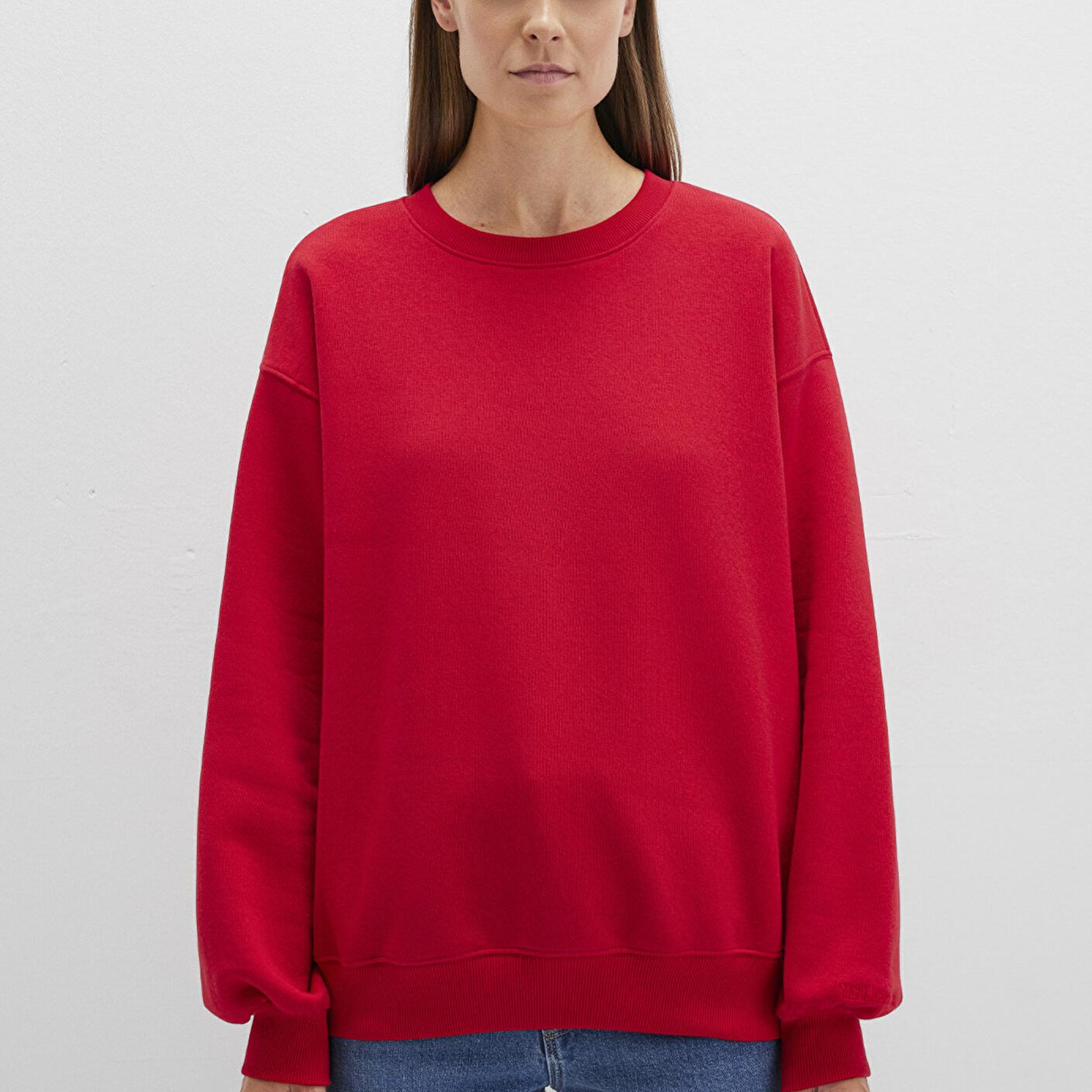 Mavi Bisiklet Yaka Kırmızı Basic Sweatshirt 1610198-80791