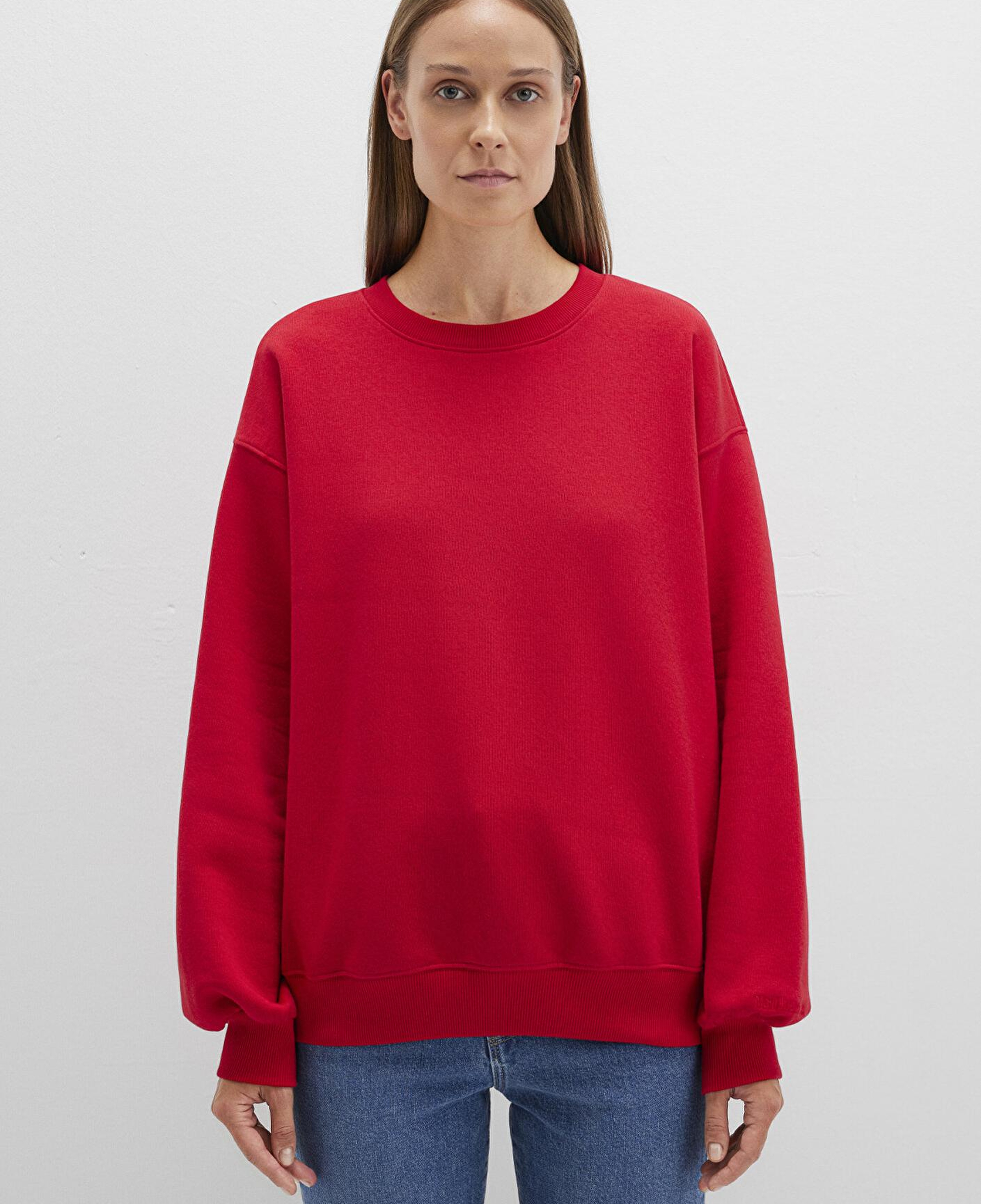 Mavi Bisiklet Yaka Kırmızı Basic Sweatshirt 1610198-80791