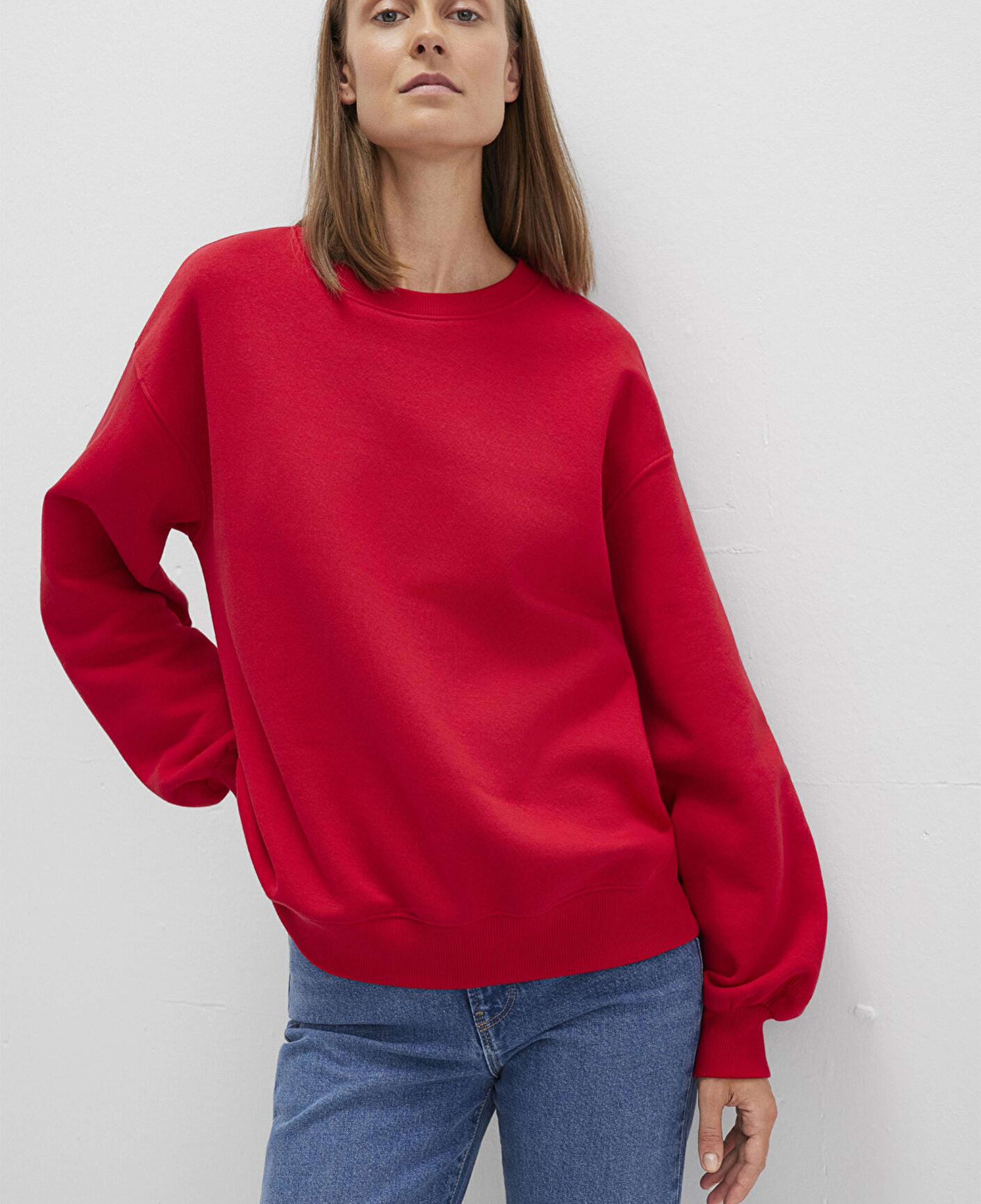 Mavi Bisiklet Yaka Kırmızı Basic Sweatshirt 1610198-80791