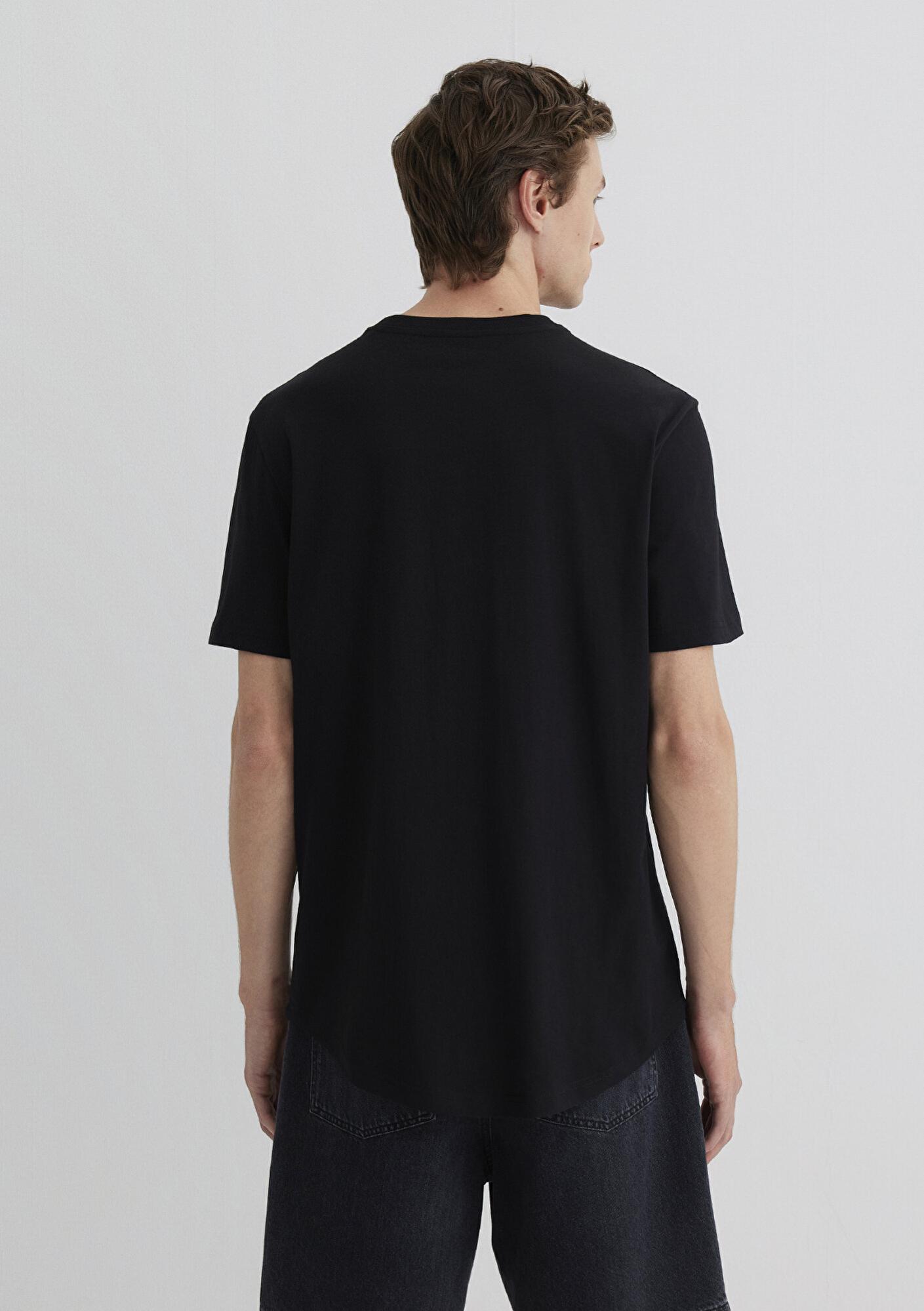 Mavi Bisiklet Yaka Siyah Basic Tişört Slim Long Fit / Slim Uzun Kesim 067082-900