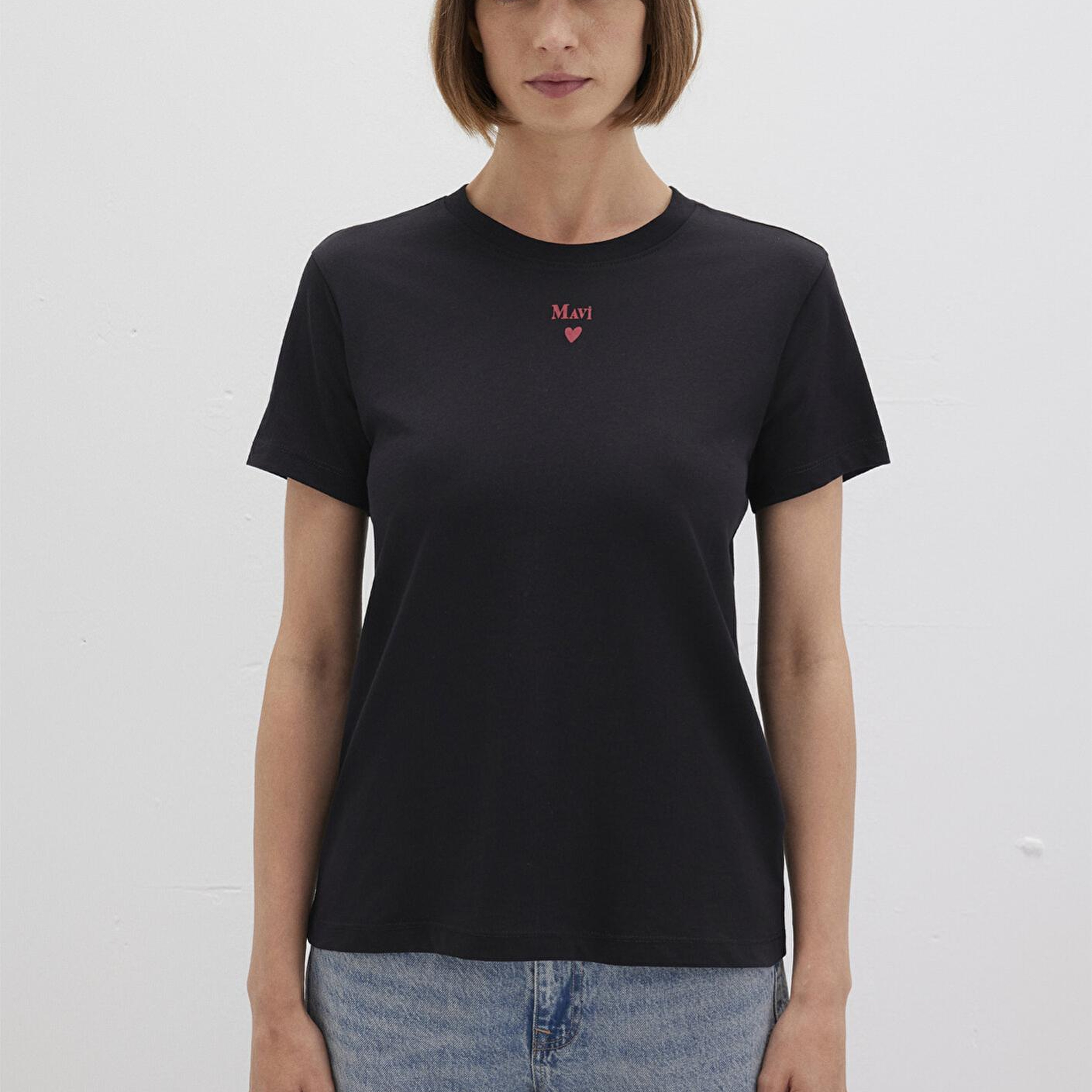 Mavi Mavi Logo Baskılı Siyah Tişört Semi Slim Fit / Yarı Dar Kesim 1601185-900